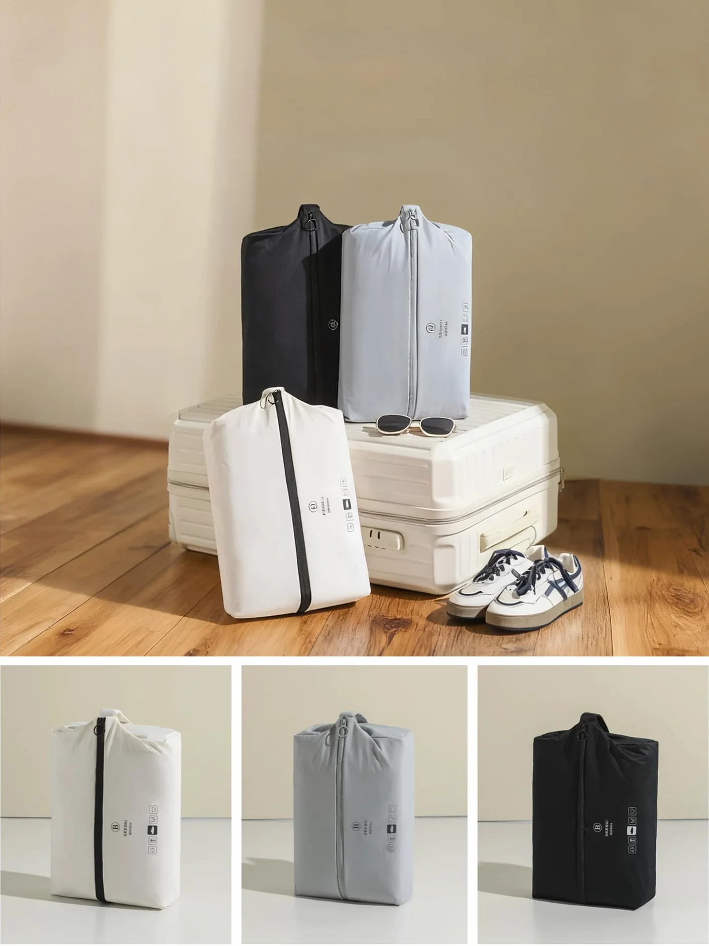 Lammcou Sac à Chaussures Étanche Voyage TPU T400 Wetbag Pochette Chaussures Valise Sport Piscine Noir