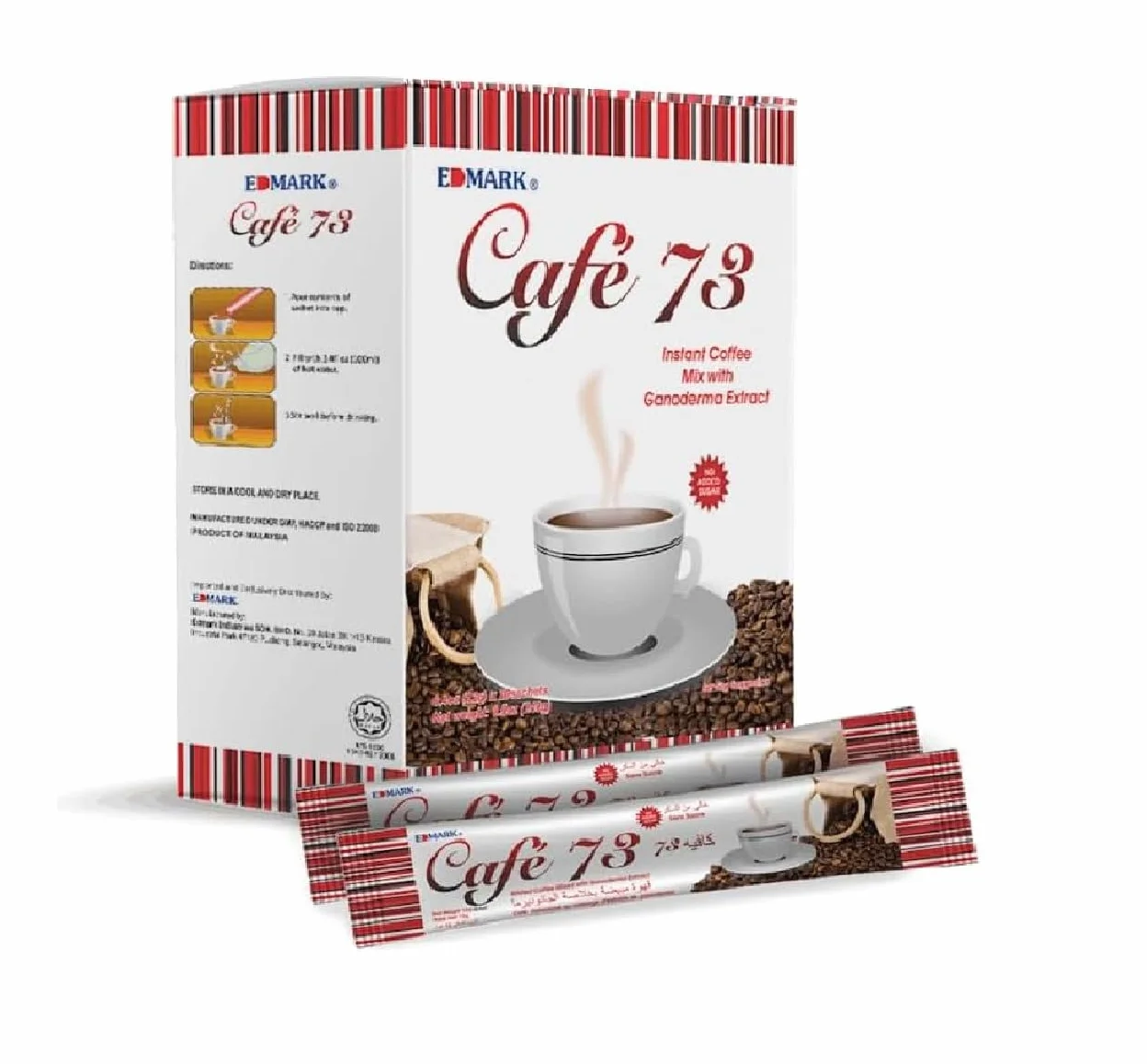SANS SUCRE AVEC EXTRAIT DE GANODERMA Café 73 par Edmark Malaisie 12g × 20 sachets