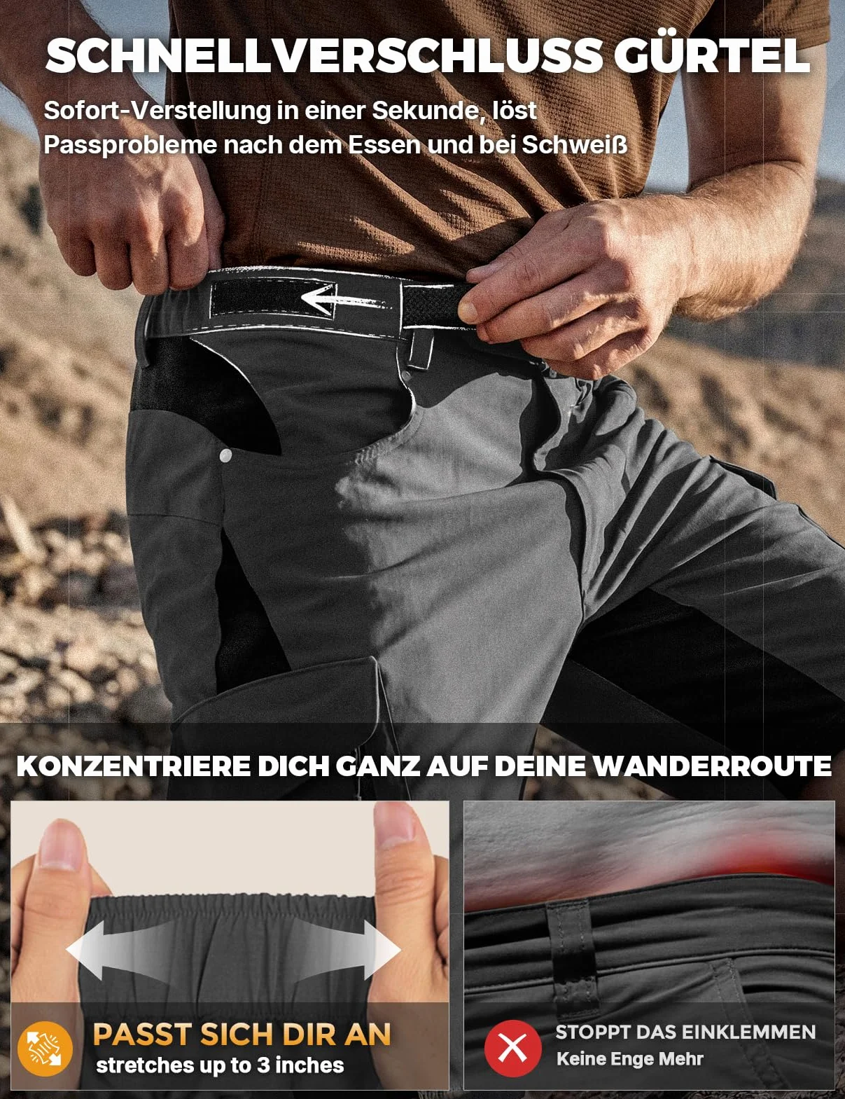 Wespornow Shorts Cargo Hommes 6 Poches Pantalons Travail VTT Stretch Randonnée Estivale