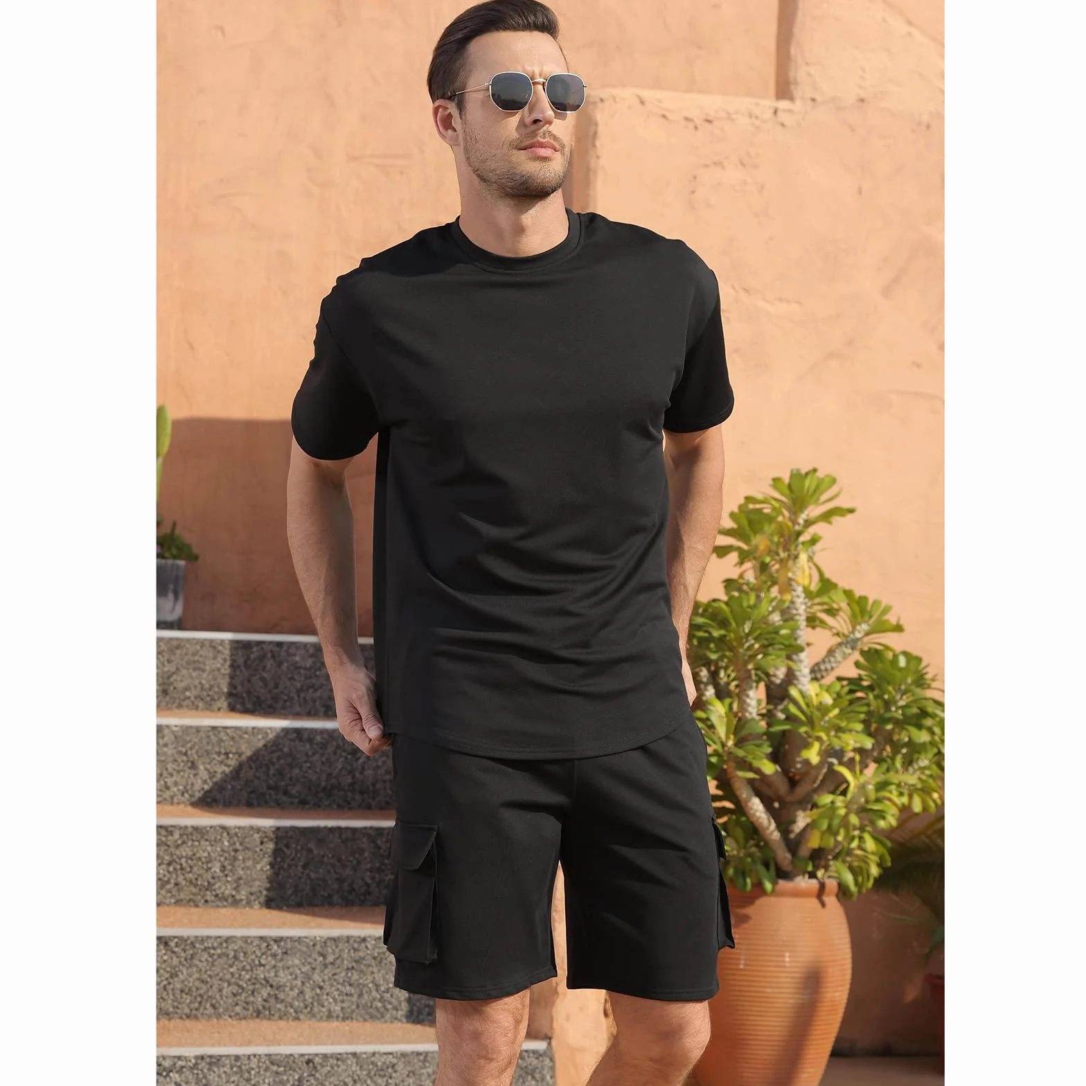 Fastkoala Homme Ensemble 2 Pcs Survêtement Plage Costumes