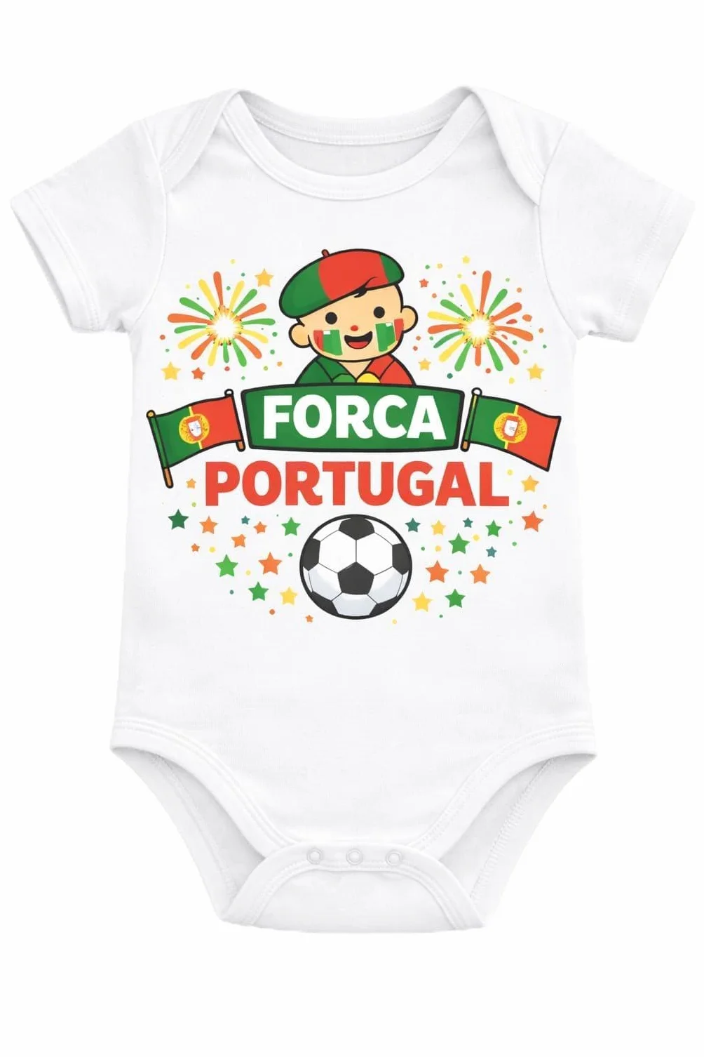 Body Bébé Portugal 2026 100% Coton – Força Portugal – Vêtement Bébé Football Unisexe