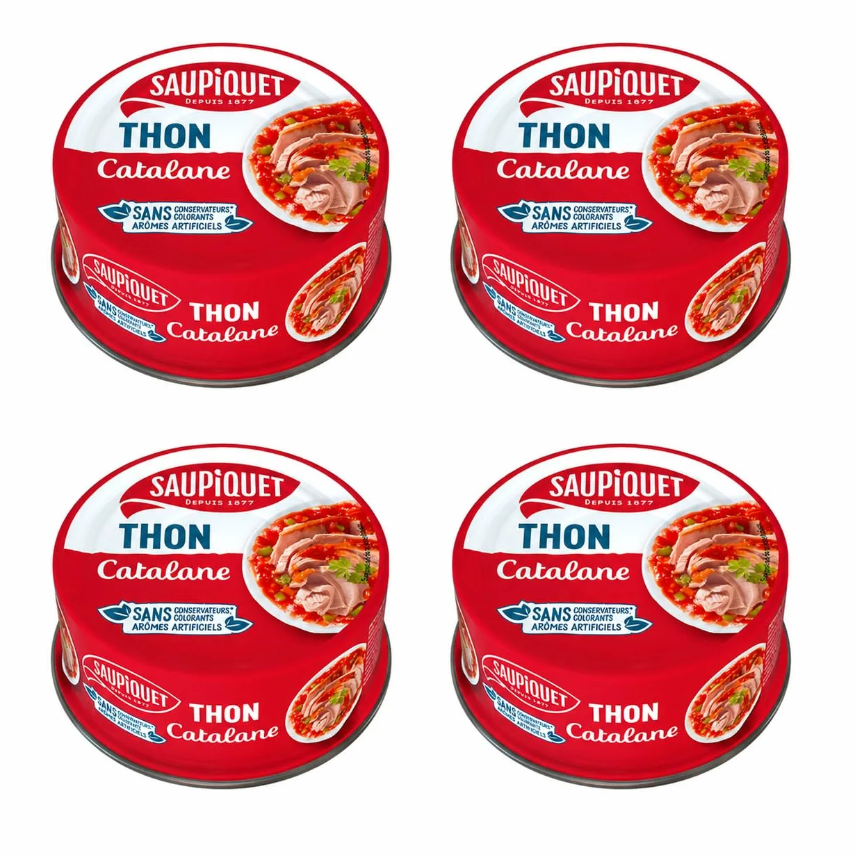 SAUPIQUET Thon Sauce Catalane, Sans Conservateurs ni Colorants, 252g, Lot de 4