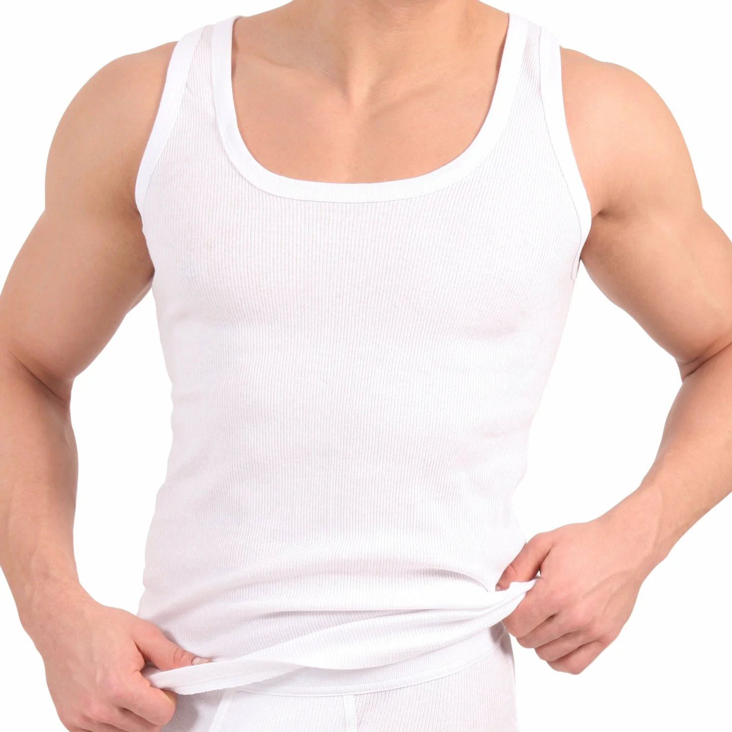 Lot de 5 débardeurs blanc CELODORO original - maillot de corps double côtelé 100% coton peigné