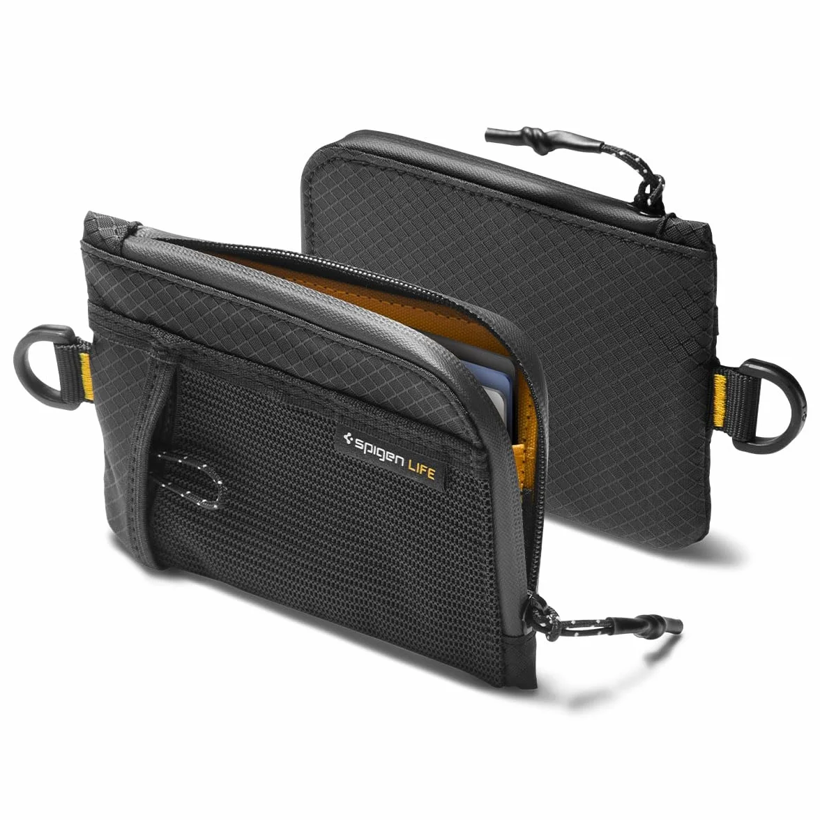 Spigen Life LF300 Portefeuille en Tissu Compact RFID, Pochette EDC Résistante à l’Eau avec Fermeture Éclair YKK, Capacité 10 Cartes, Noir