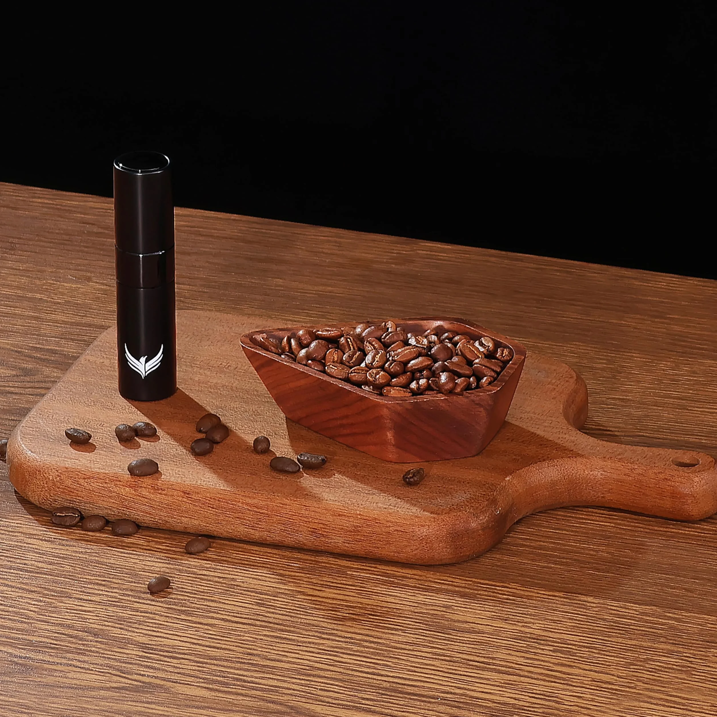 Tasse doseuse en grains de café en noyer et vaporisateur à café RDT Coffret cadeau Accessoires de bar à café RDT/récipient doseur en bois
