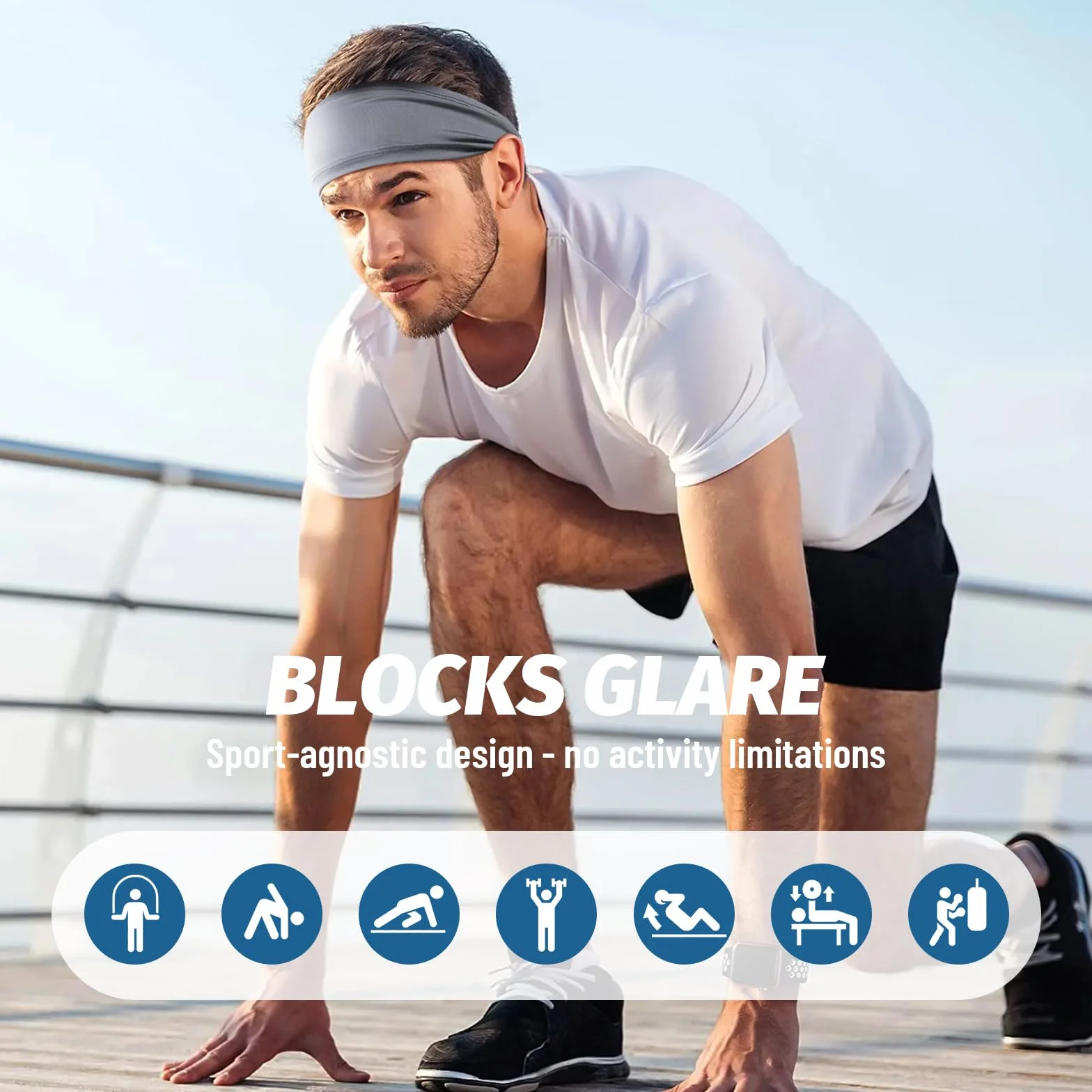 Bandeau Cheveux Homme Femme 5 Pcs Serre Tete Anti Transpiration Bandana Élastique Sport Headband Tennis Football Basketball Gym Cyclisme