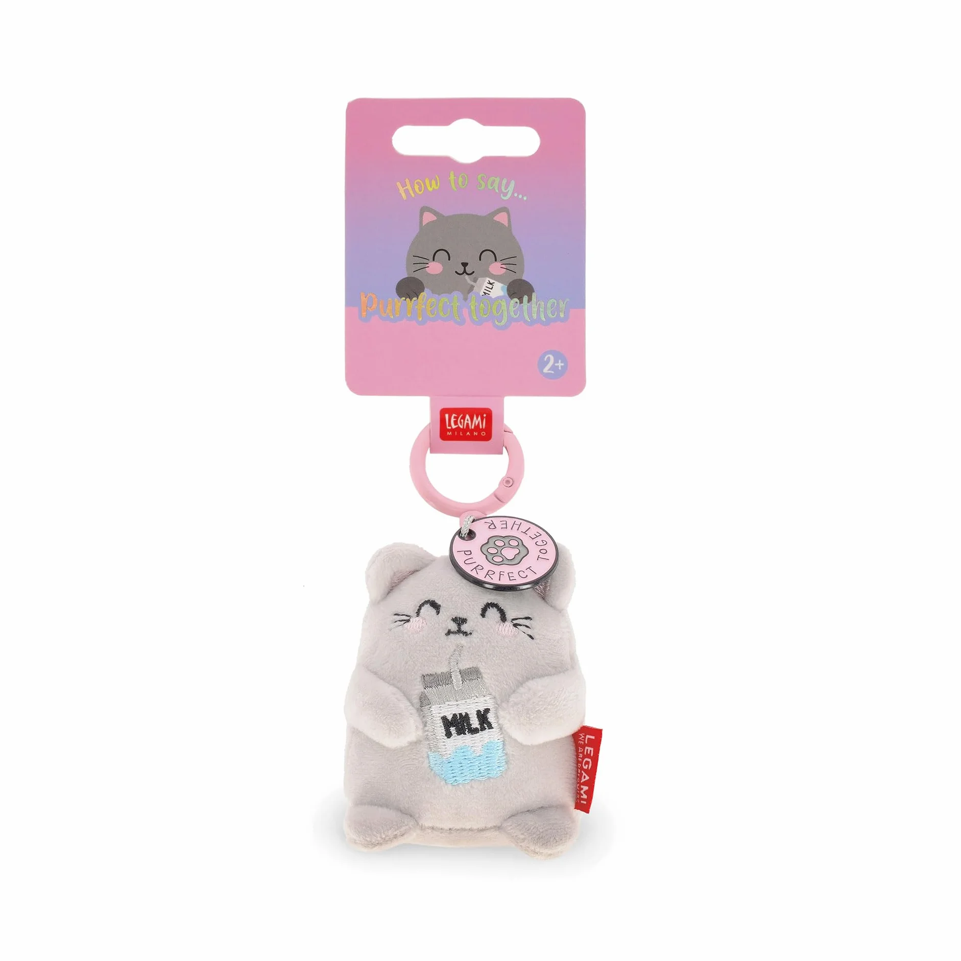 Legami Porte-clés Super Soft Peluche Pendentif Message Gravé Mousqueton Zinc