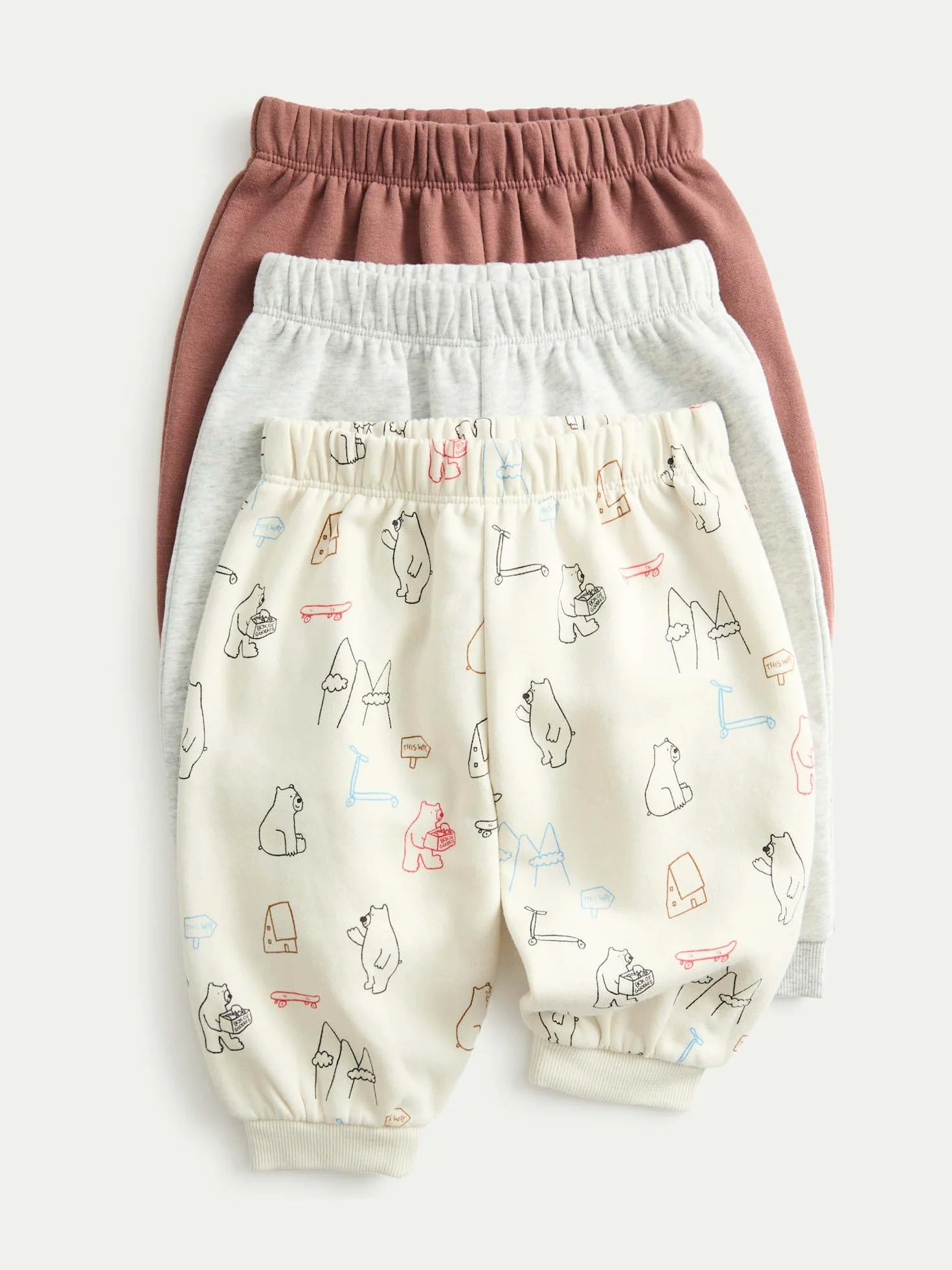 Marks & Spencer Lot de 3 Jogging Bébé Imprimé Ours Coton Mixte Garçon Fille