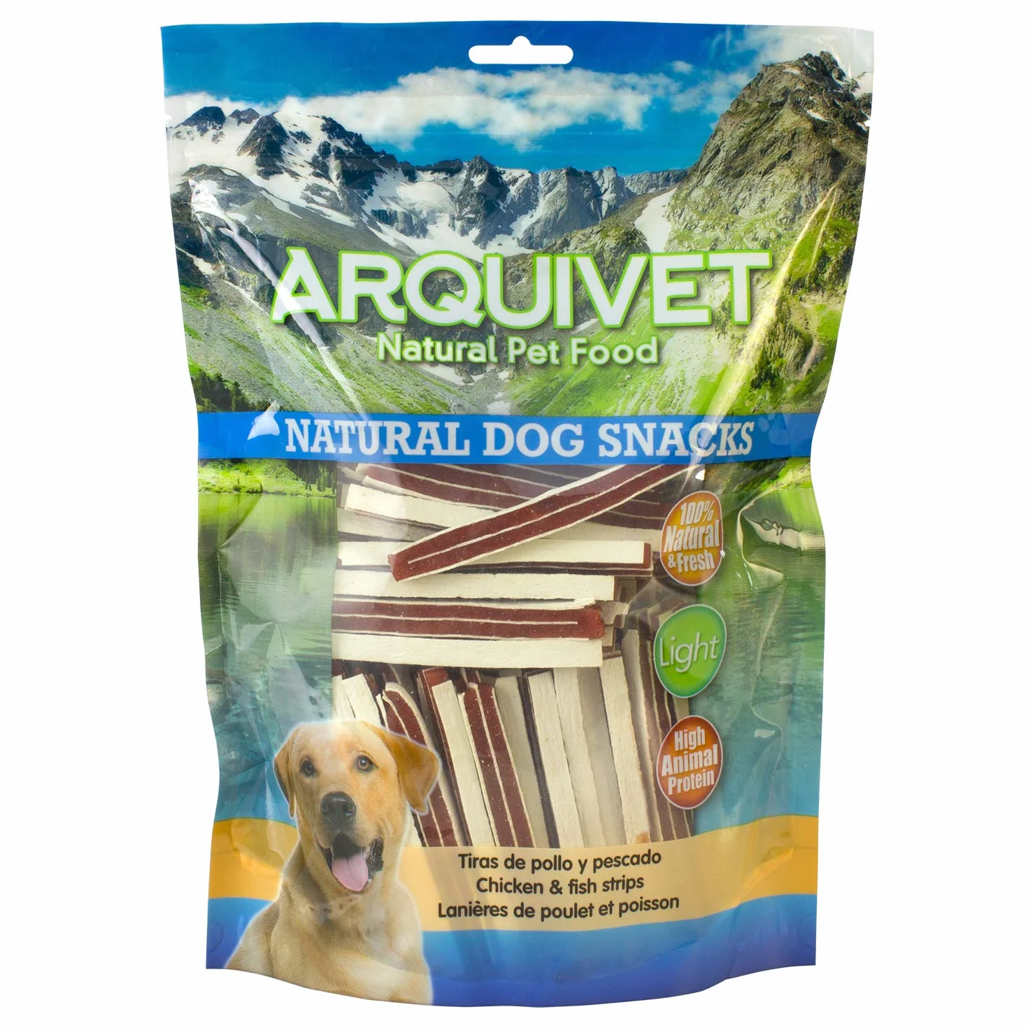 ARQUIVET Lanières de poulet et poisson 1 kg- 100% de collations naturelles pour chiens - produit léger, faible en matières grasses