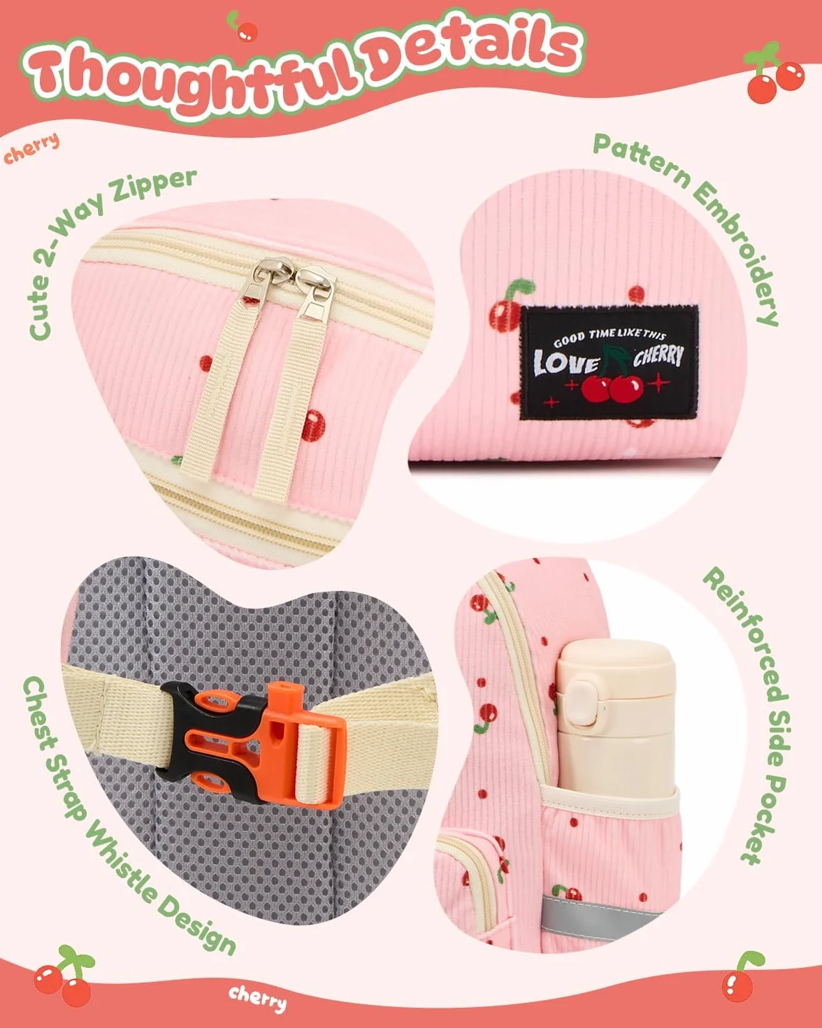 PROTAURI Sac à Dos Enfant Maternelle Fille, Cartable Réfléchissant Fond Nettoyable, 9.2L, Rose Cerise