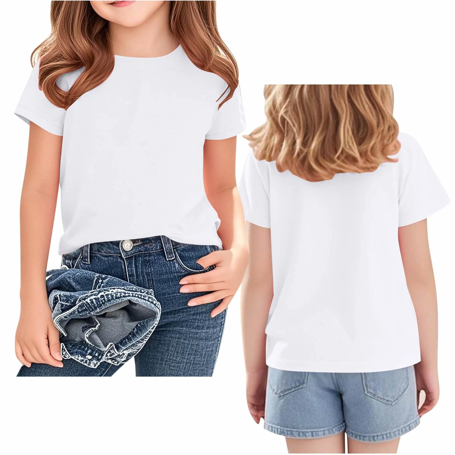 T-Shirt Personnalisable Enfant Garçons Filles - T-Shirt Personnalisé Recto/Verso avec Texte Image Logo Manches Courtes