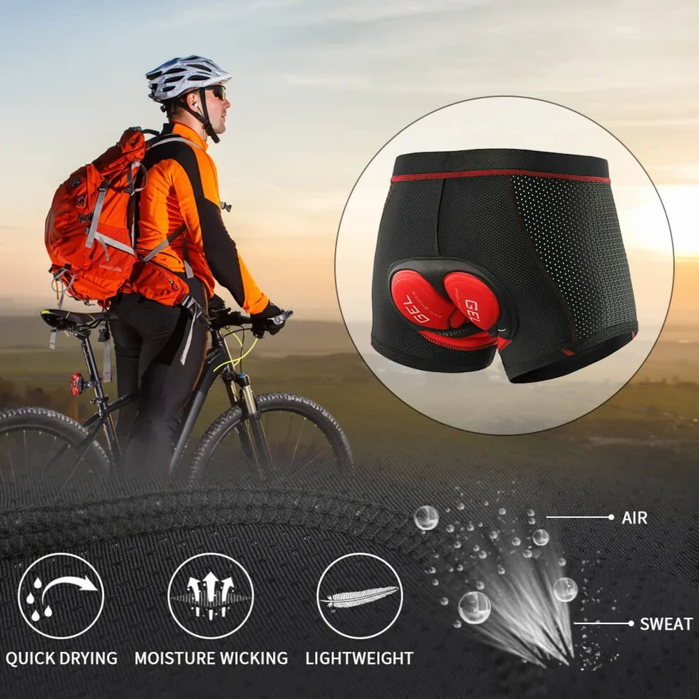 Caleçon de cyclisme homme antidérapant rembourré 3D respirant séchage rapide