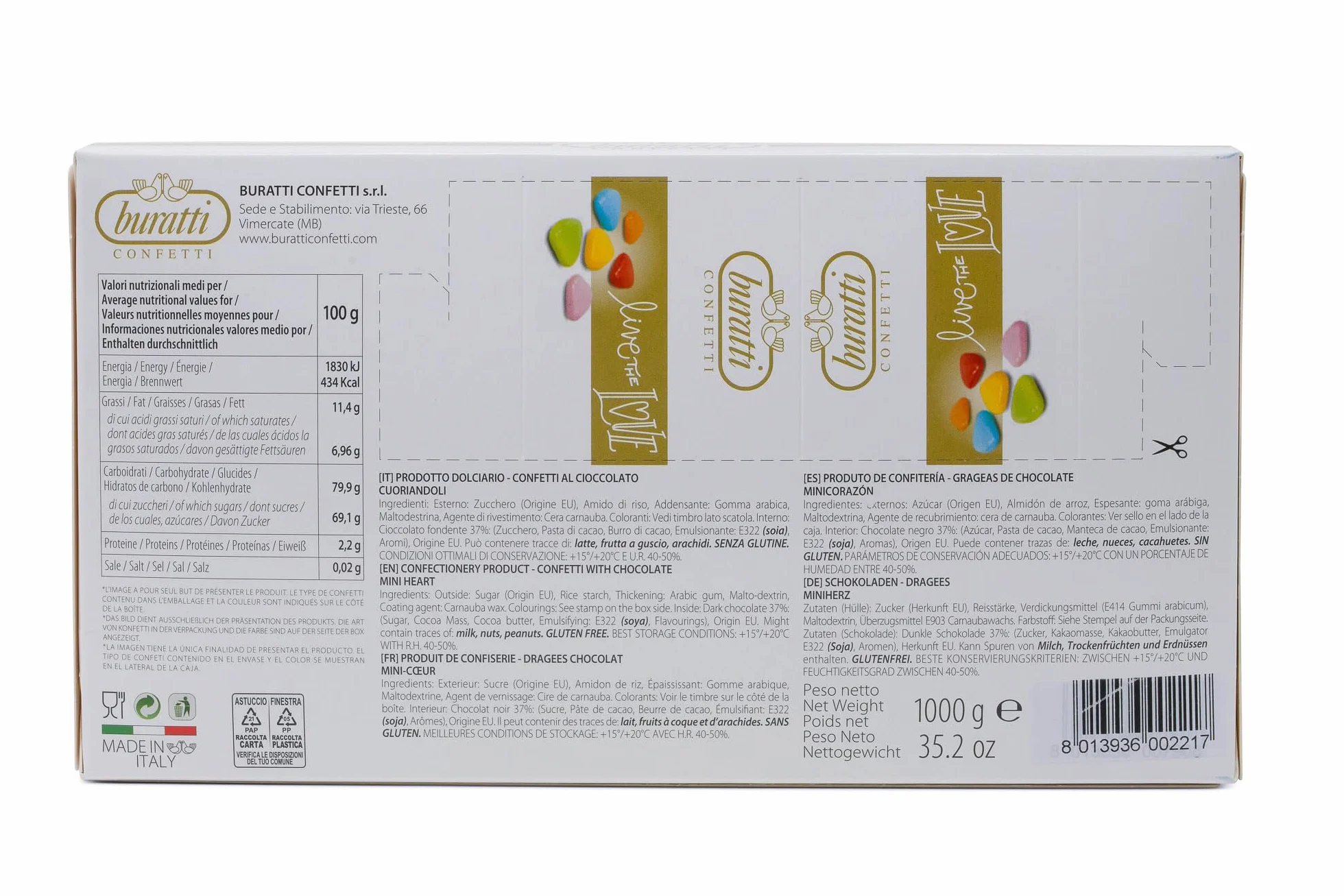 Buratti Confetti Dragées au Chocolat Blanches 1 Kg