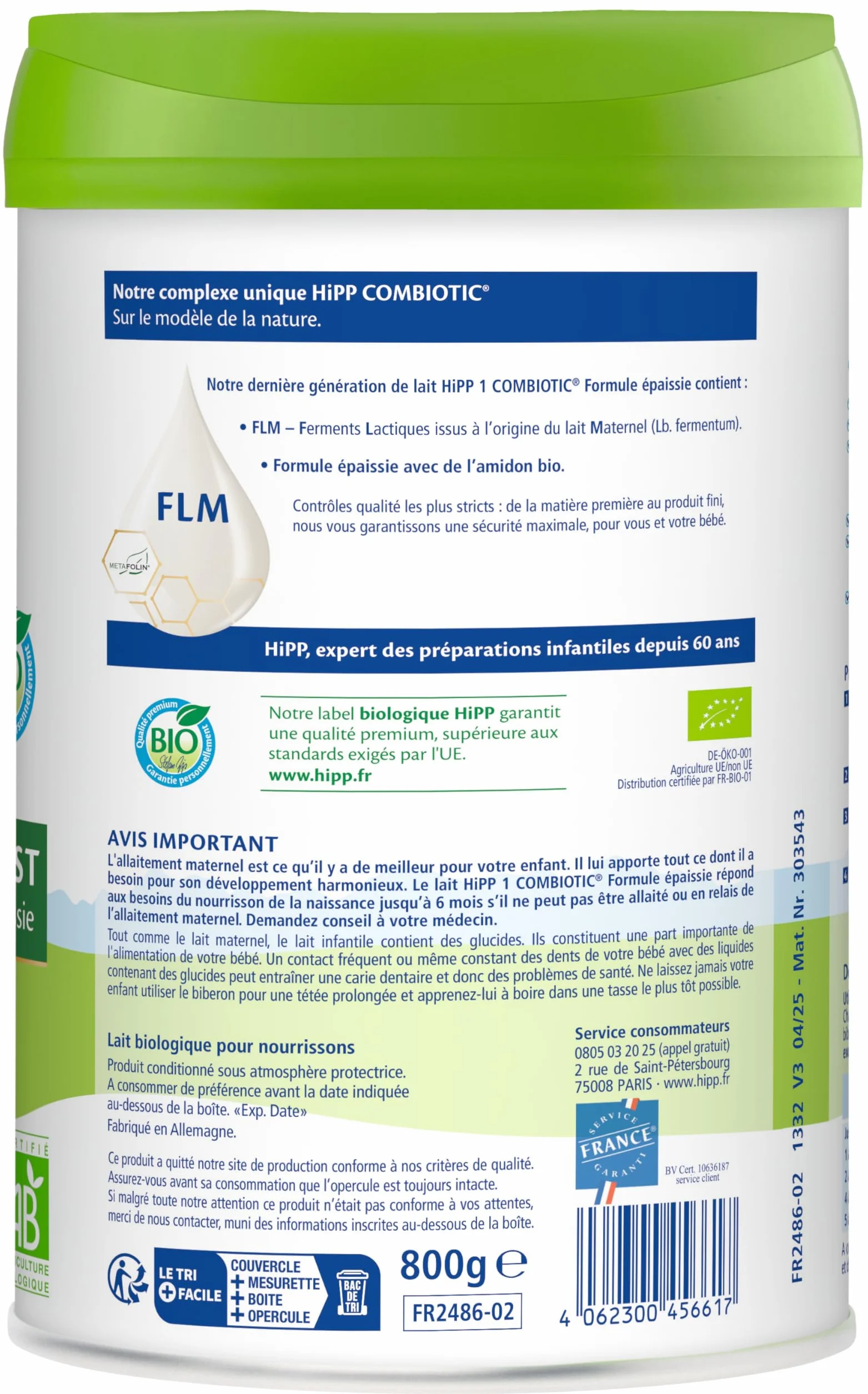 HiPP Combiotic Nutrigest Lait 1 Epaissi 800g Biologique
