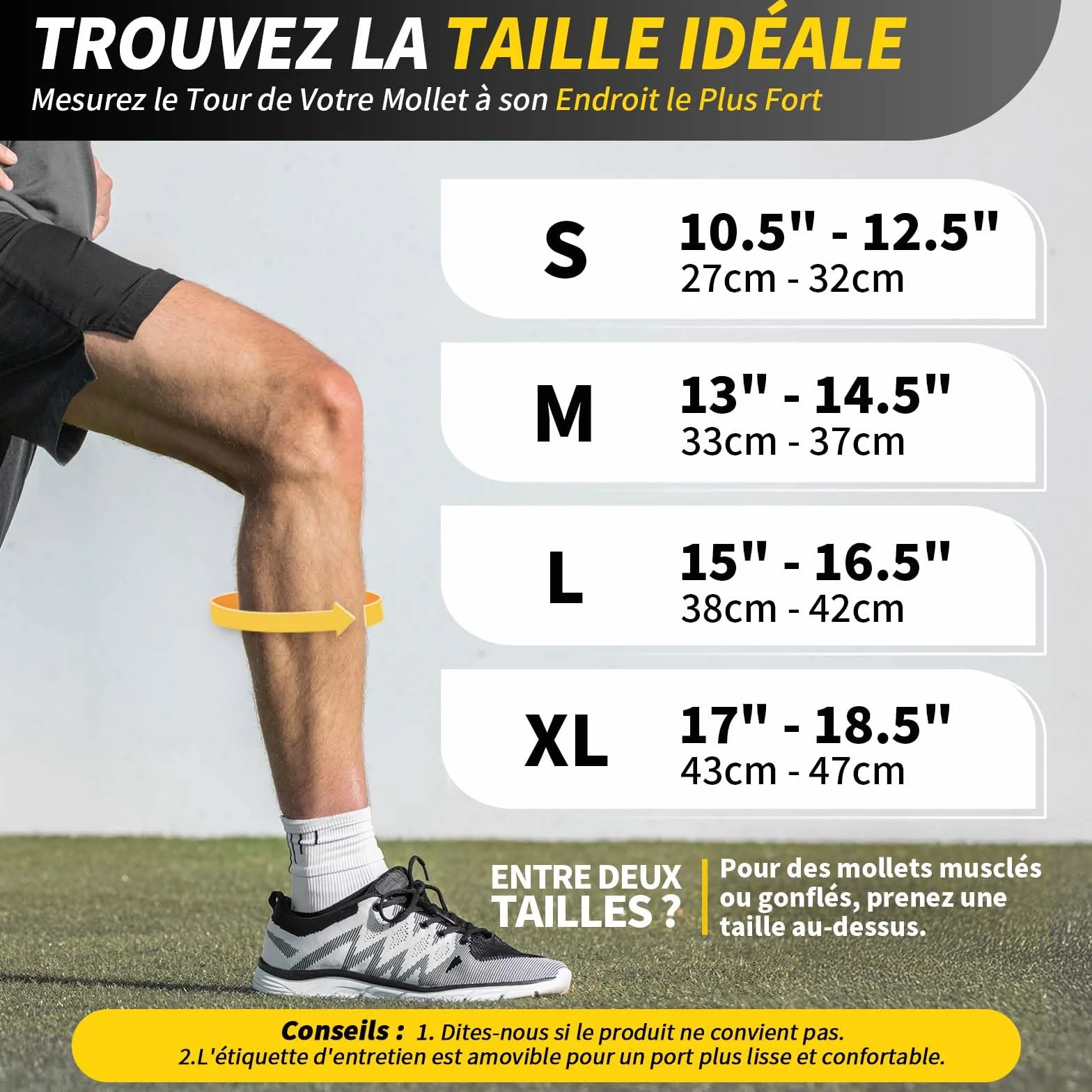 CAMBIVO Manchon Compression Mollet Classe 2, Bas de Contention sans Pied pour Sport Course Varices