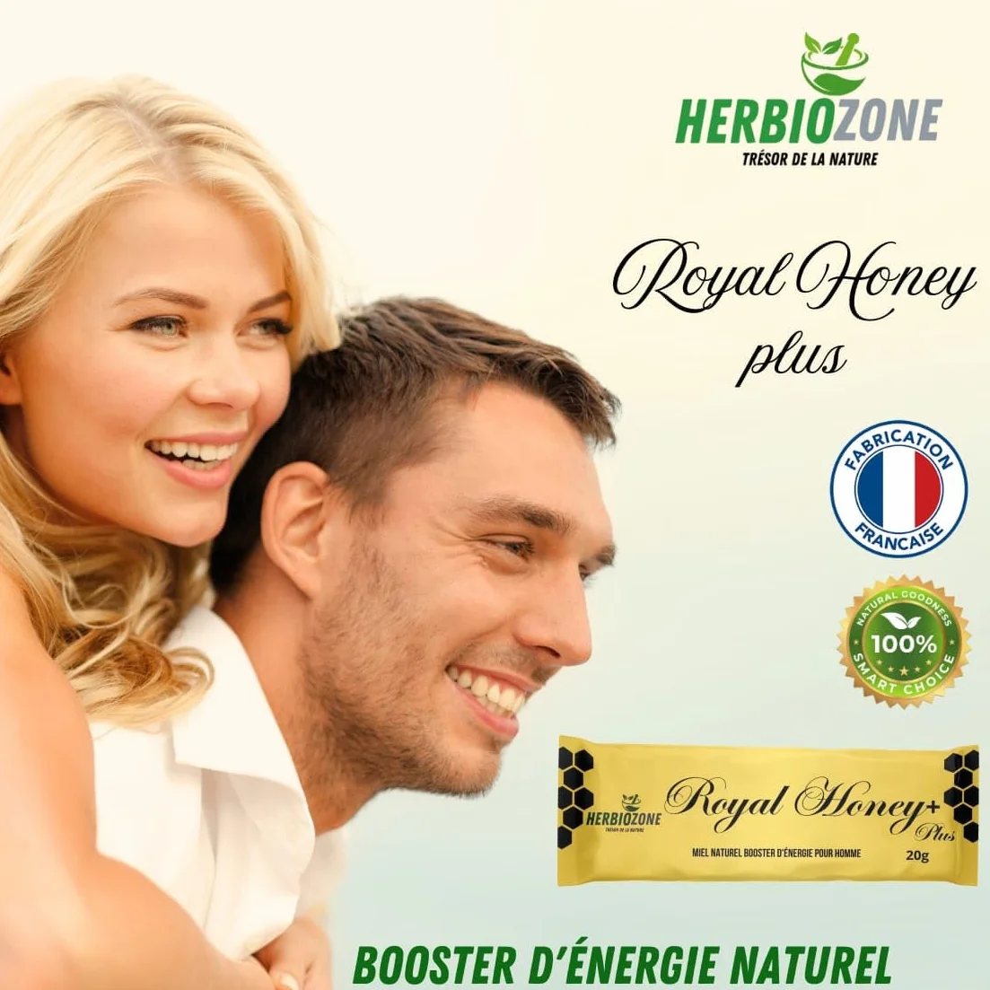 Miel aphrodisiaque Booster Naturel Puissant pour Homme Fabriqué en France 20g X 5