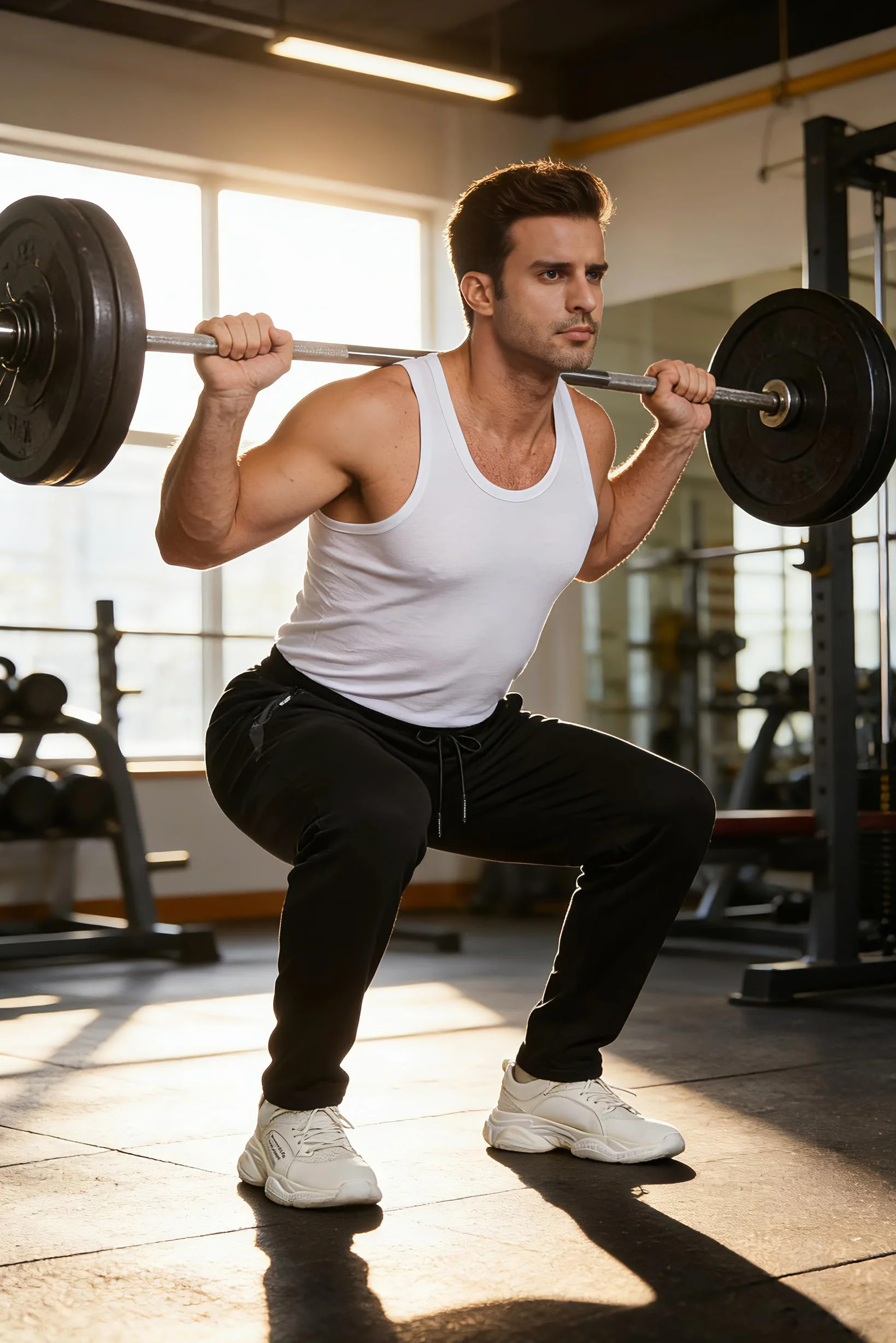 Pantalon de Jogging pour Homme Survetement Sport Coton avec Poches Zippées