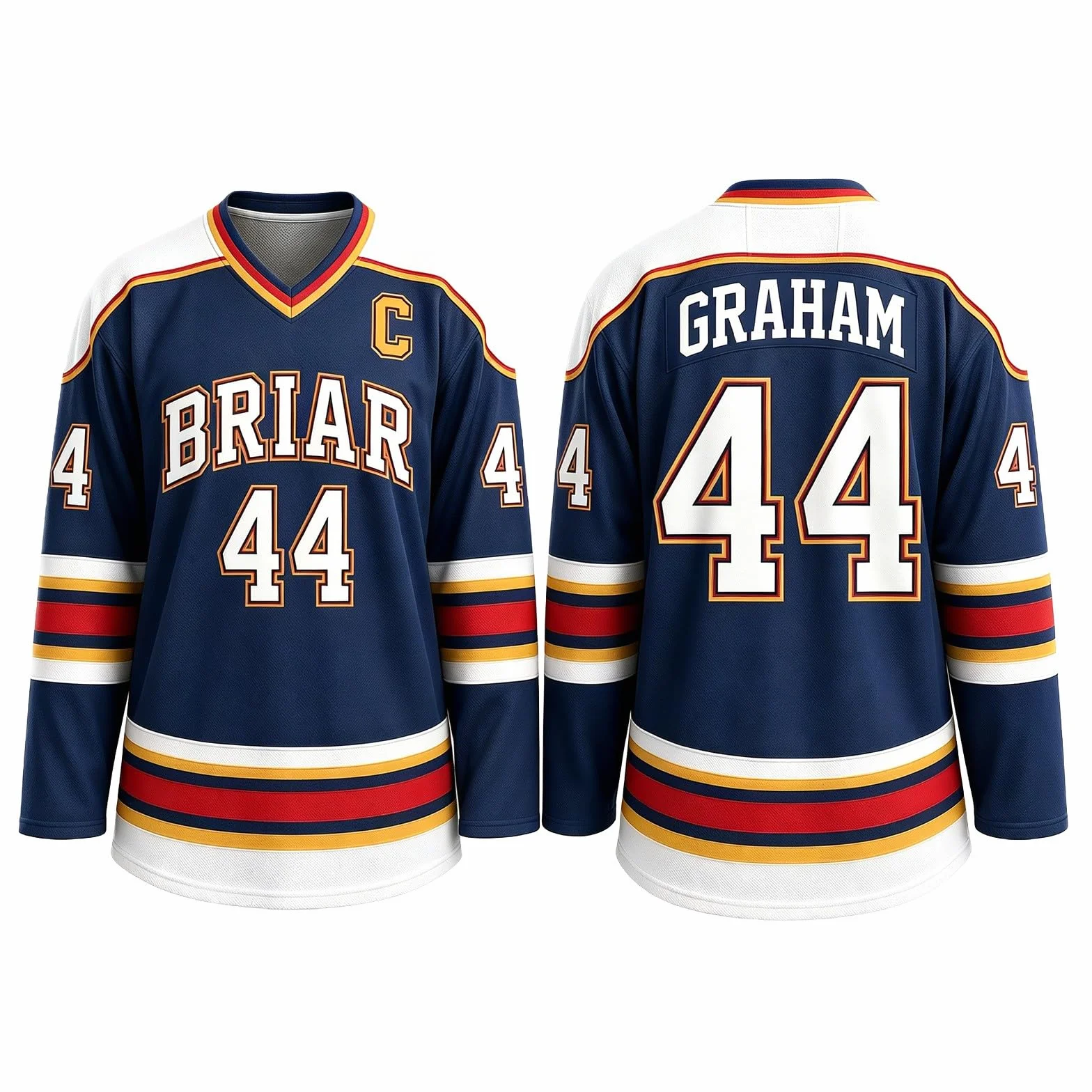 Maillot de Hockey Grahams 44 Sweatshirt Uniforme Hockey sur Glace Col V Manches Longues