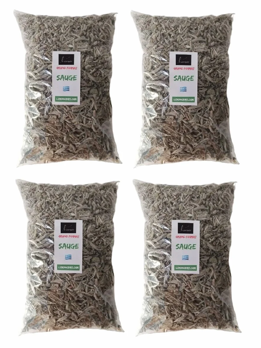 Sauge Le Monopati Grand Format 1kg (4x250g) – Origine Grèce | Usage Culinaire & Infusions Authentiques | Origine: Grèce
