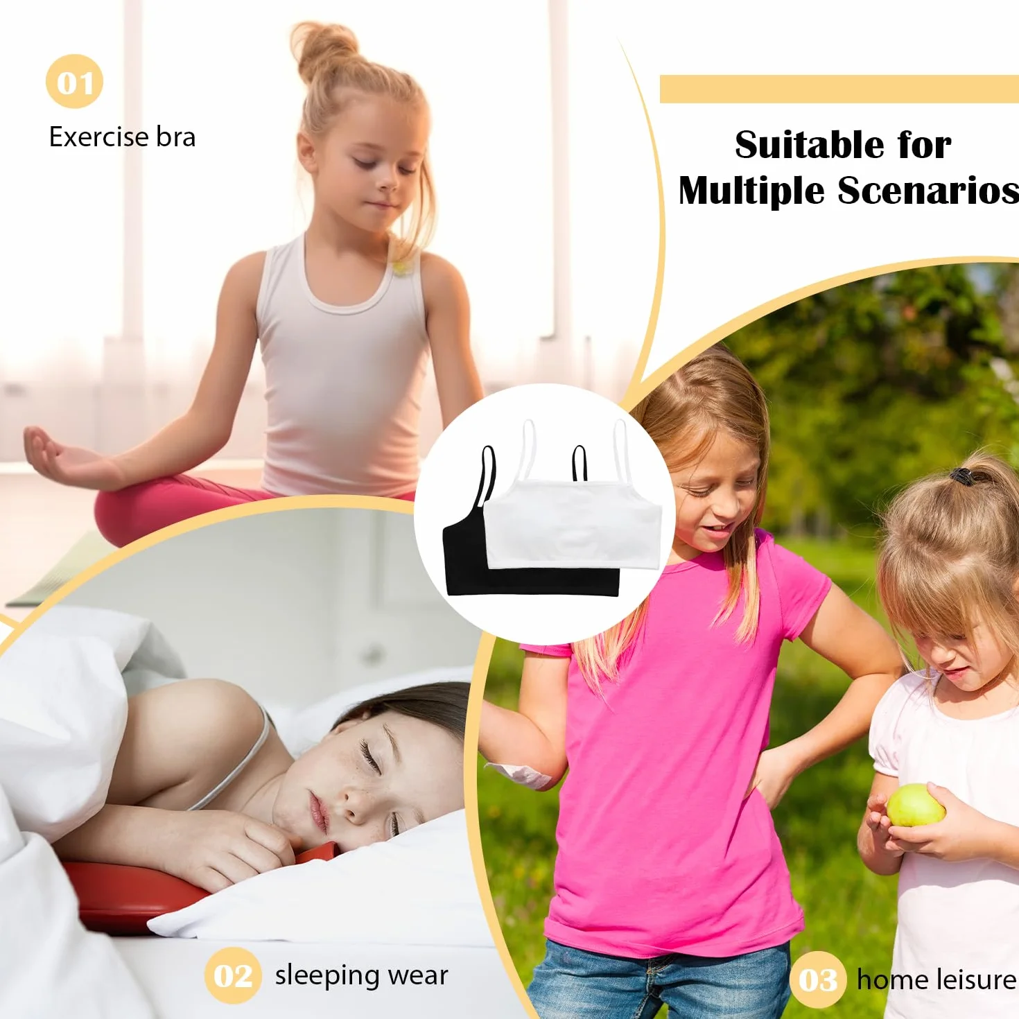 Soutien-Gorge Sportif & Crop Tops en Coton pour Filles 7-16 Ans - Brassière d'Entraînement Confort Respirant
