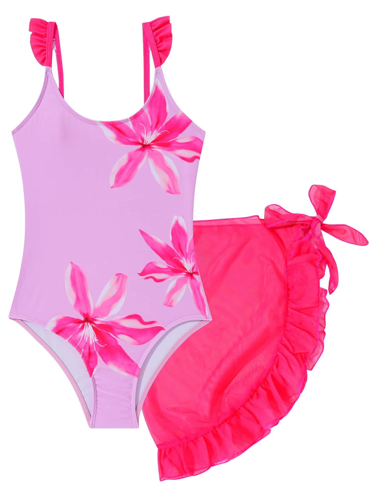 Happy Cherry Maillot de Bain Une Pièce Fille Ados avec Jupe Cache Bretches Réglables 5-12 Ans