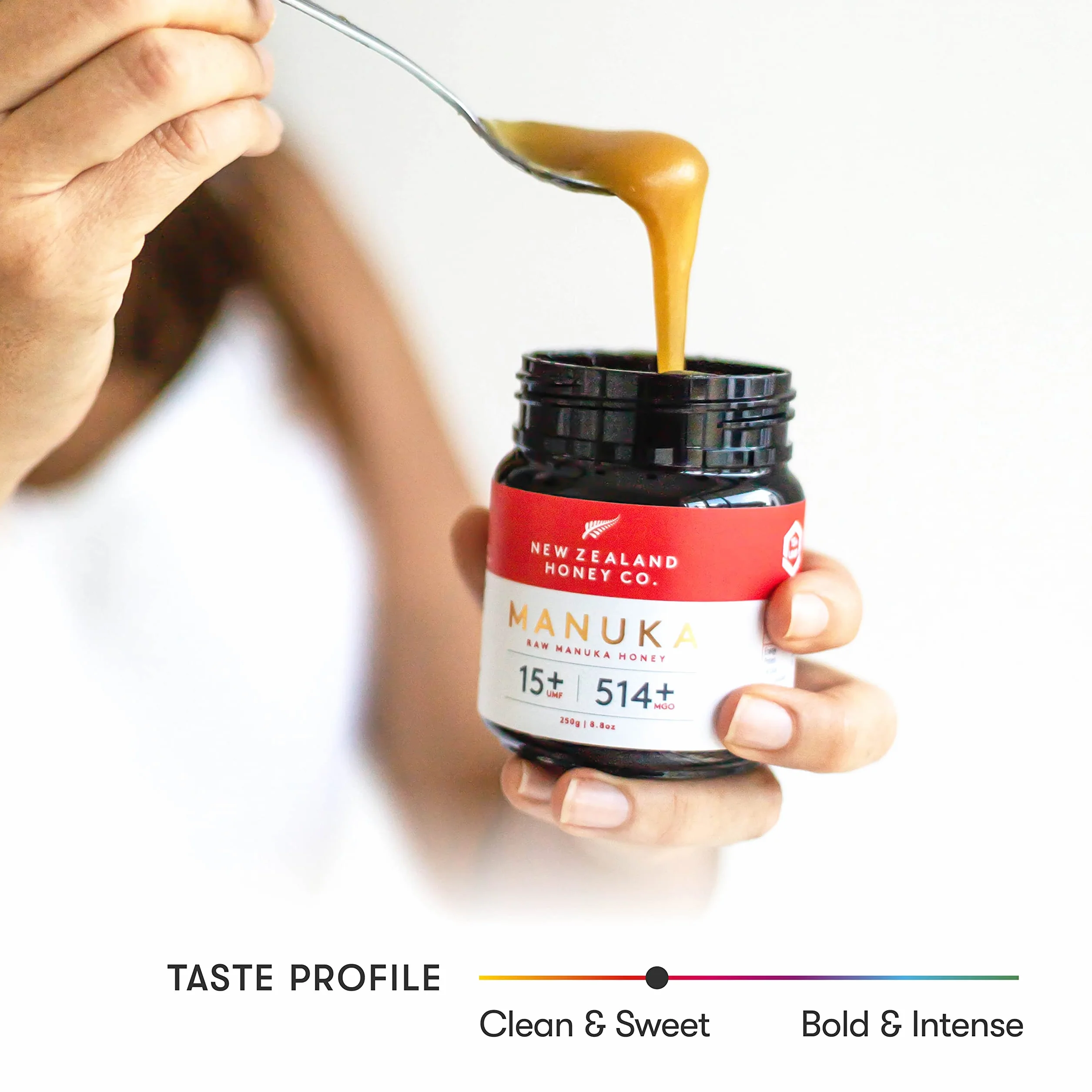 Miel de Manuka MGO 514+ / UMF 15+ de New Zealand Honey Co. | Actif et brut | Fabriqué en Nouvelle-Zélande | 250g