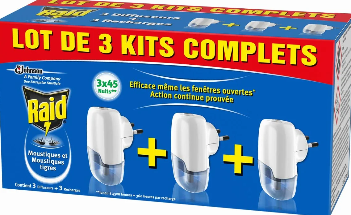 Raid Diffuseurs electriques liquides - 3 kits 81ml