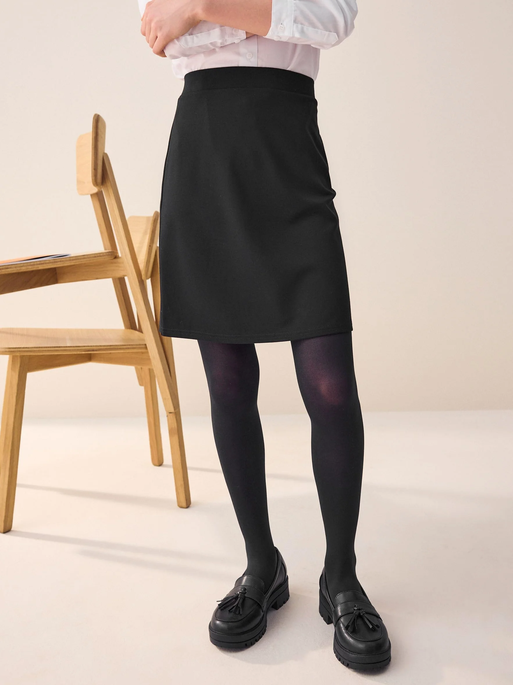 Jupe Crayon Jersey Stretch Enfiler Fille École