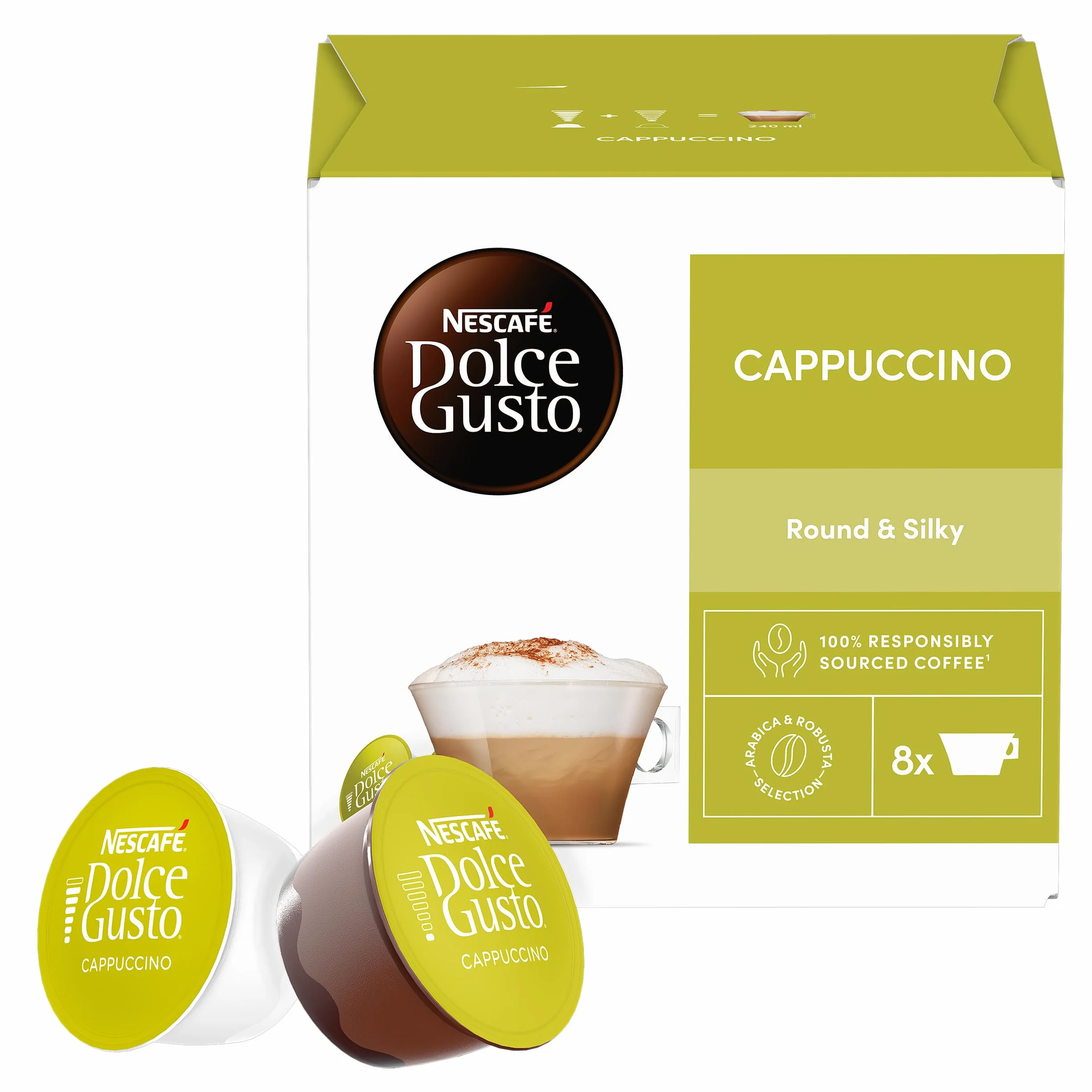 Nescafé Dolce Gusto Cappuccino - Café Gourmand - 96 Capsules (Pack de 6 boîtes x 16) (L'emballage peut varier)