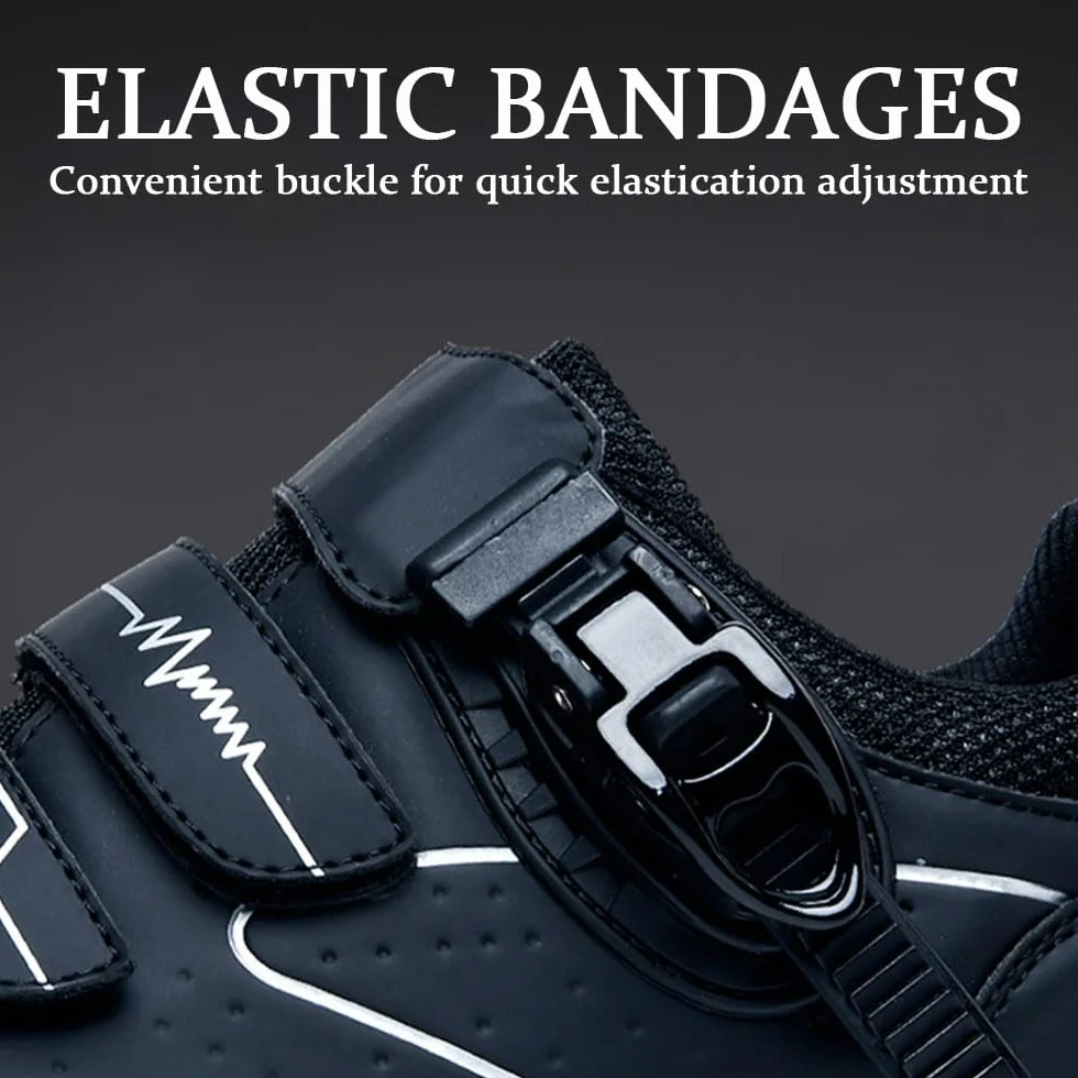 Chaussures de Cyclisme Homme Femme VTT Route avec Crampons Antidérapants Semelle Dure Noir Marine