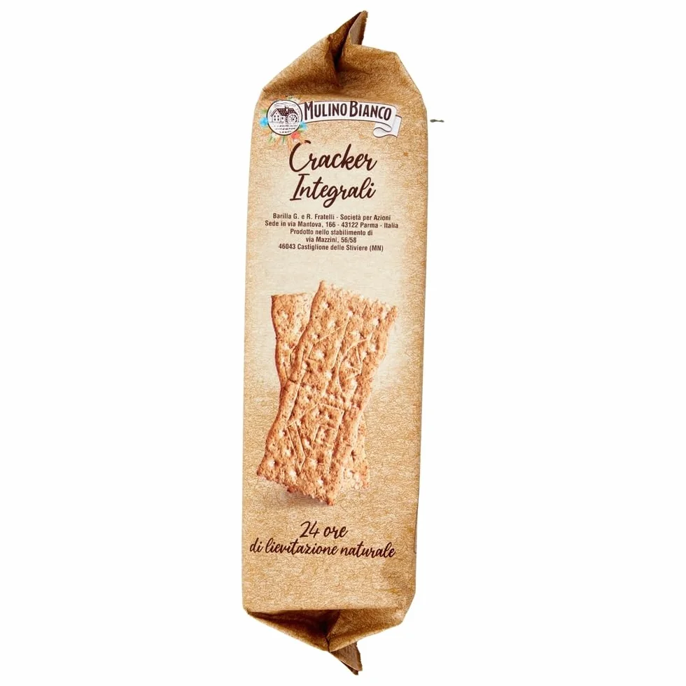 Mulino Bianco Cracker Integrali con Farina Sostenibile Ricchi di Fibre, Crackers à pleine farine, Riche en fibres, 3x 500g + Italian Gourmet polpa 400g