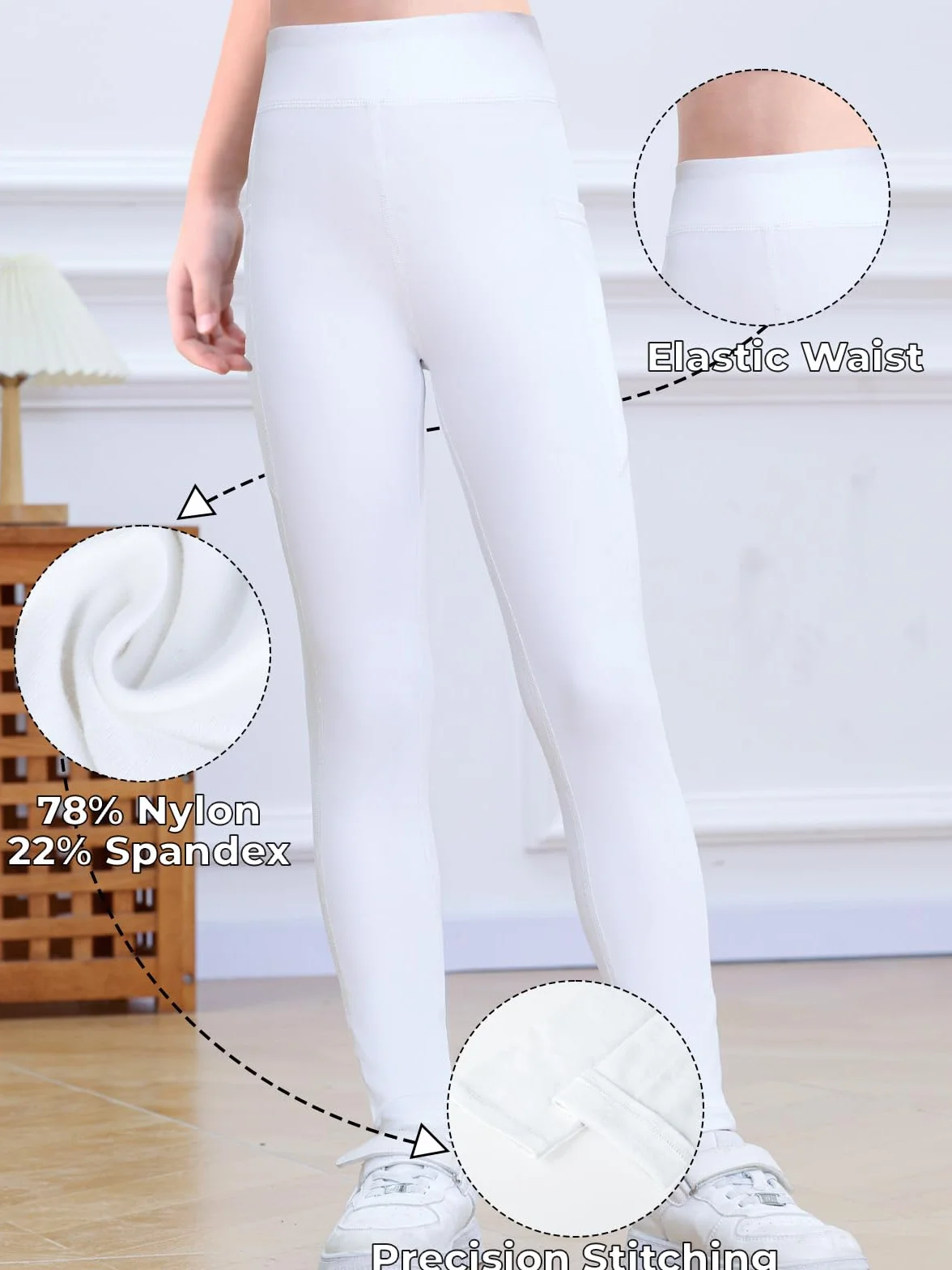 Leggings Sport Fille Taille Elastique Pantalon Yoga 5-12 Ans