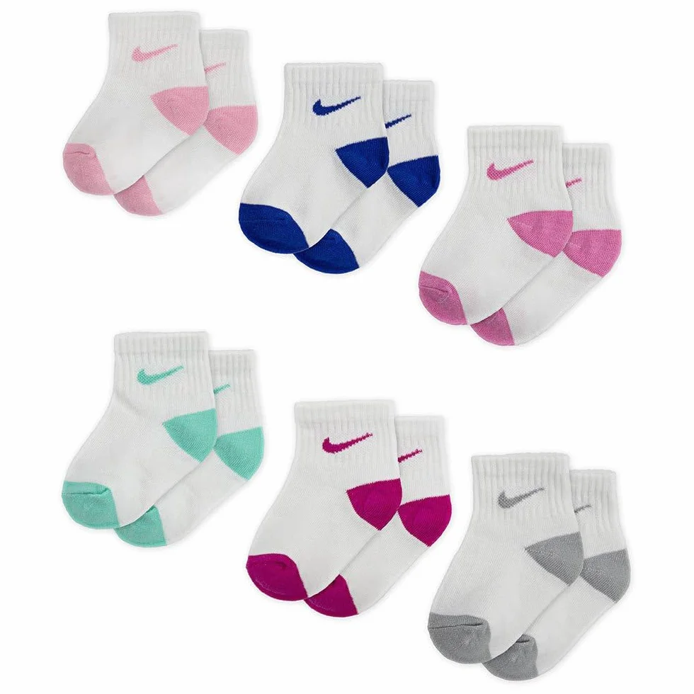Nike Kids Quarter Socks 6 Pairs EU 18 1/2-23 1/2