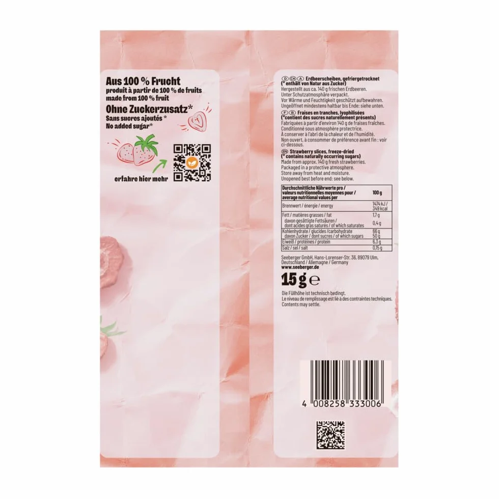 Seeberger Fraises lyophilisées, 15g