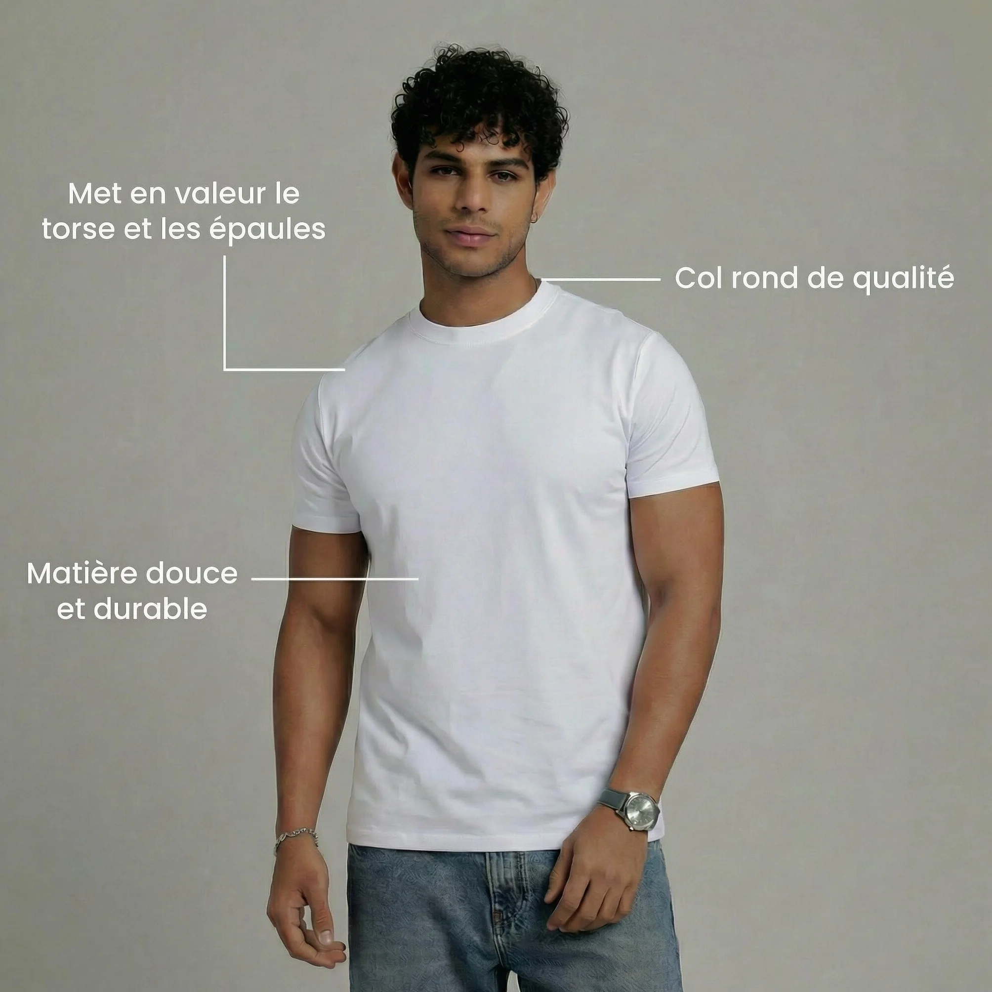 T-Shirt Homme Col Rond Coton Doux Respirant sans Étiquette S à 4XL
