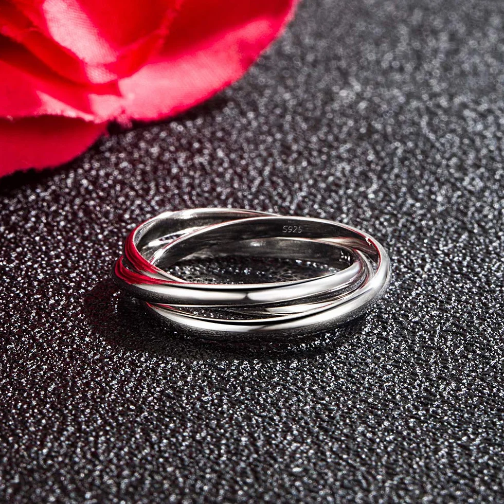 Dankadi Bague Entrelacé 925 Argent 3/5/9 Pièces Largeur 4/6/9mm Taille 49-70mm Anneau Multiple Lot