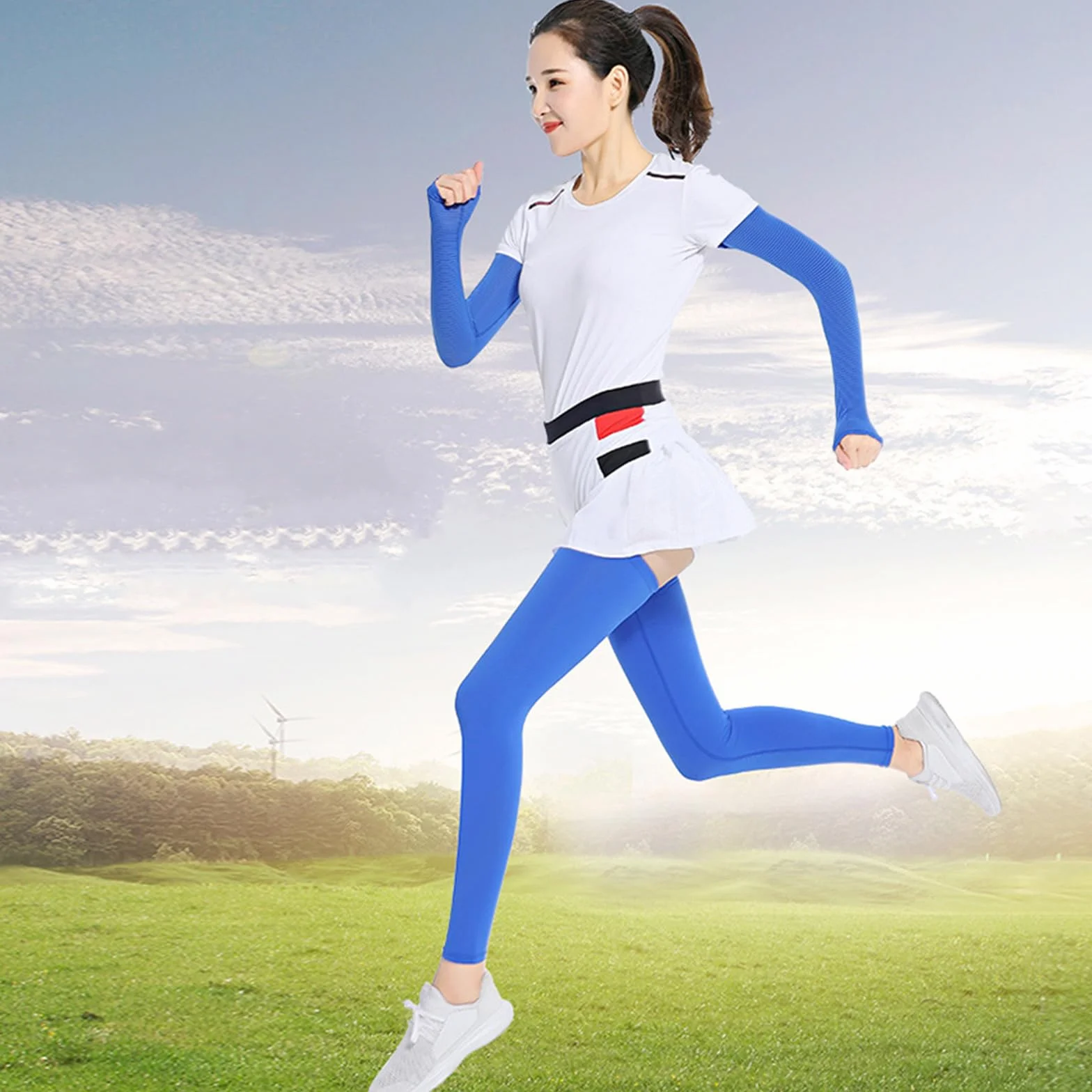 Manchon en soie glacée pour femme - Protection solaire - Accessoires cyclisme extérieur