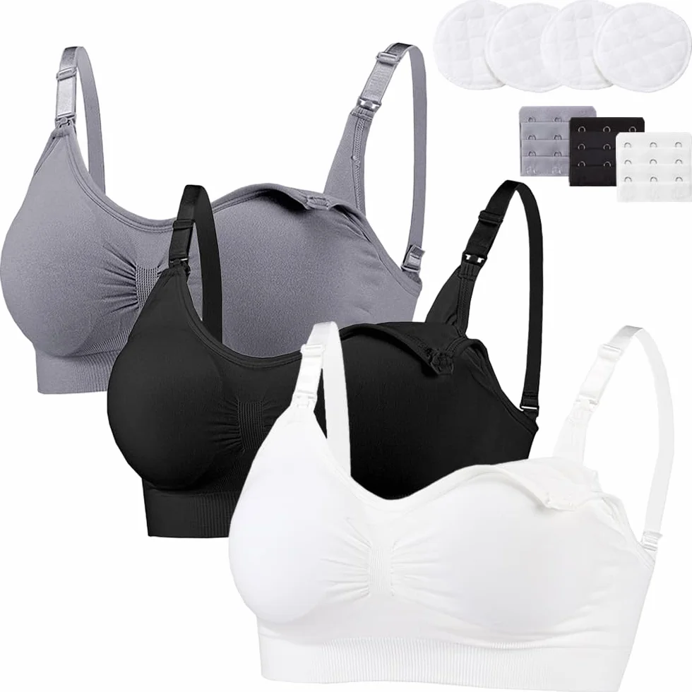 Bysion Soutiens-Gorge Maternité sans Fil d'allaitement Brassière Lot de 3