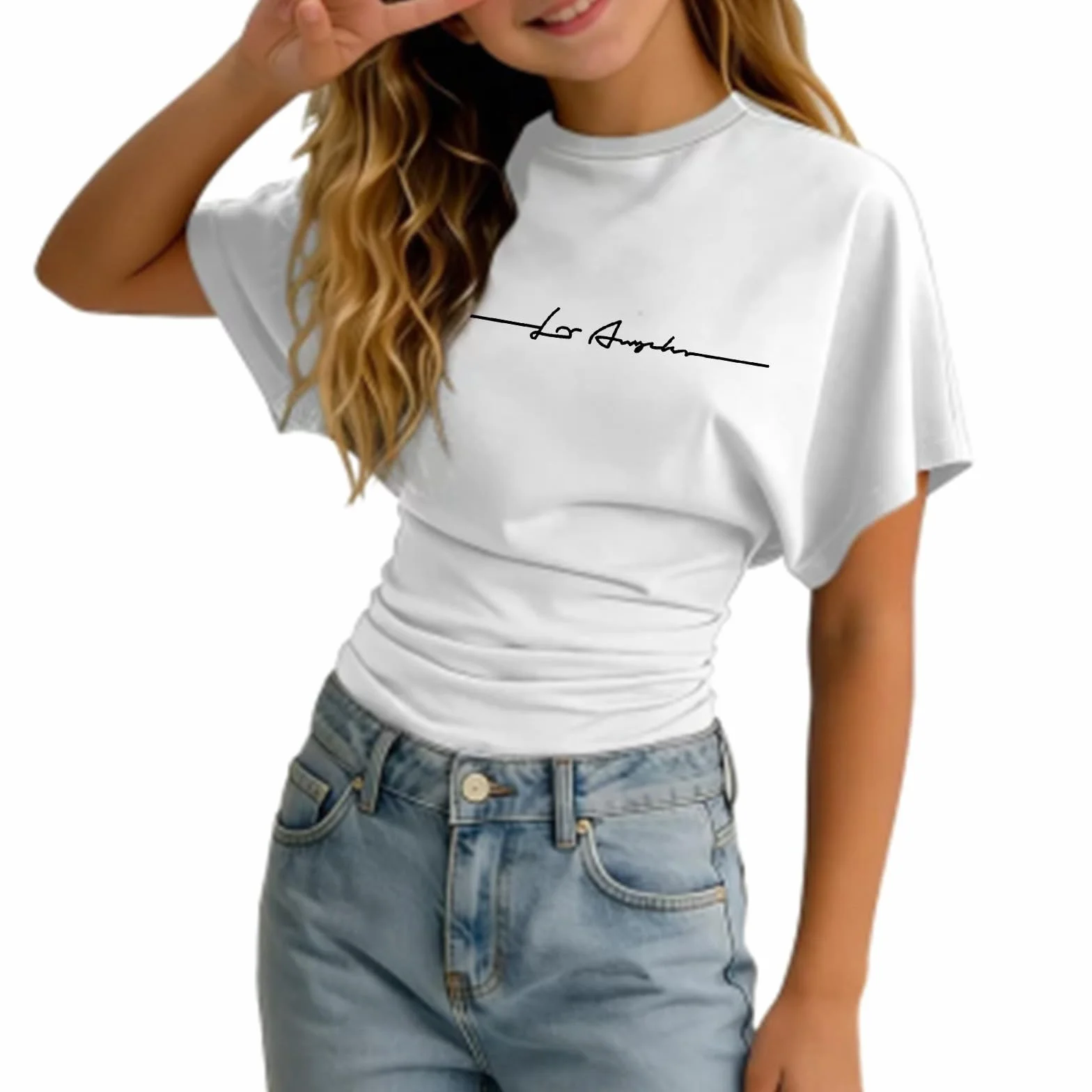 Tunique Enfant Fille Manche Courte Col Rond Ete Fluide Legere T Shirt Ado Fille Chic Casual Haut Blouse 3-14 Ans