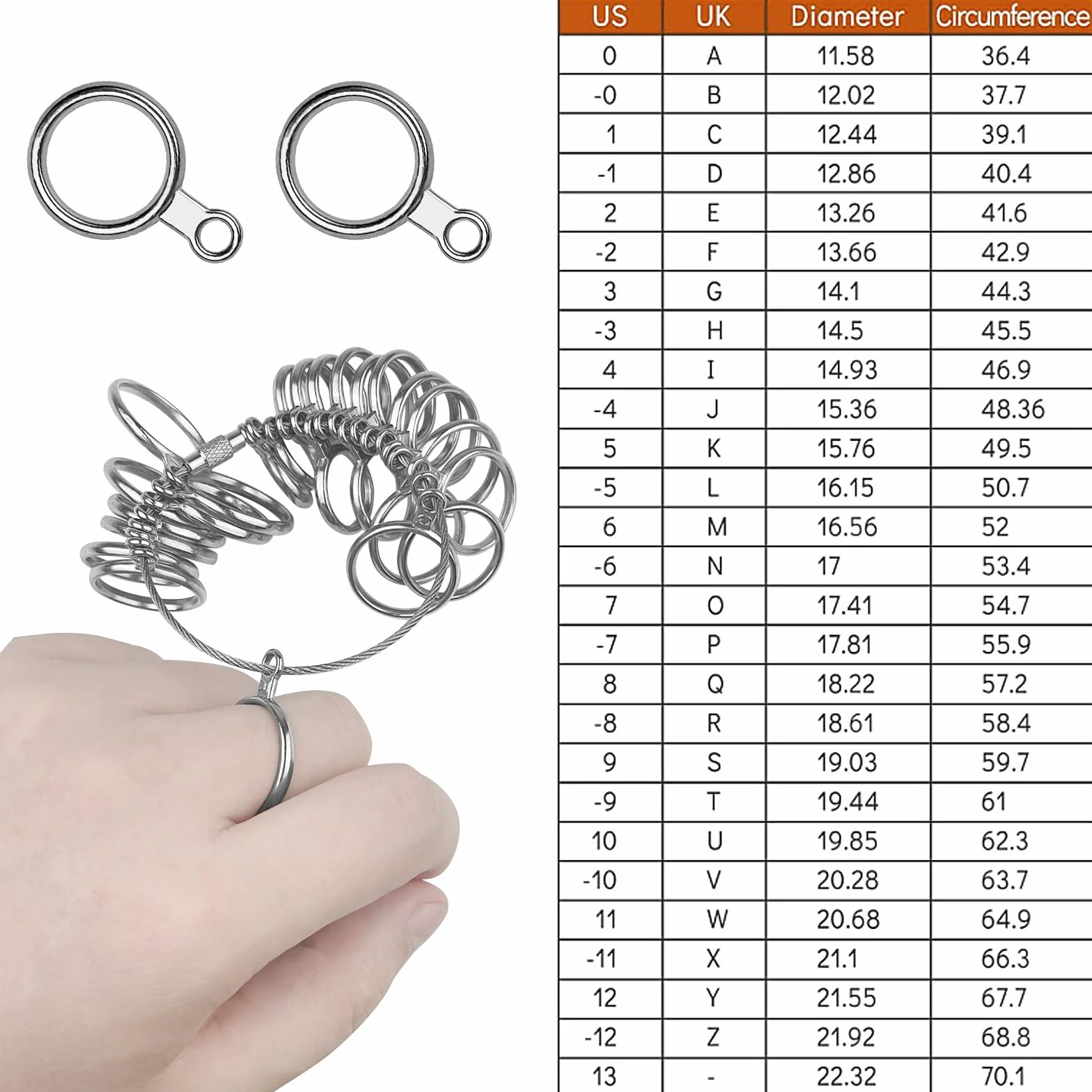 Baguier Mesure Doigt Français, Outil de Mesure Bague Métal Taille A-Z, Professionnel (EU, US, UK)