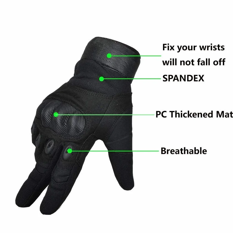 Gants Tactiques Plein-Doigt Hommes Mi-Saison Sport de Plein Air Combat Moto Airsoft Chasse