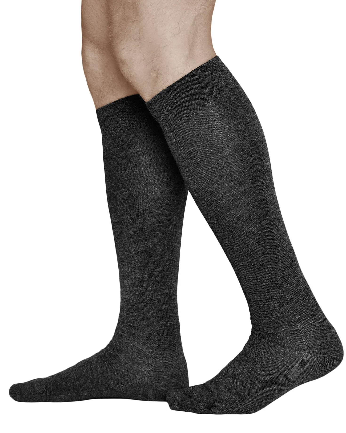 Chaussette haute 80% laine mérinos mi-bas chaud Homme longue montante au genou d'hiver fine respirante