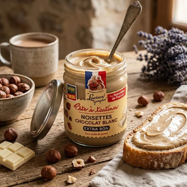 Lucien Georgelin Pâte à tartiner noisettes & chocolat blanc 3x400g | Noisettes de France