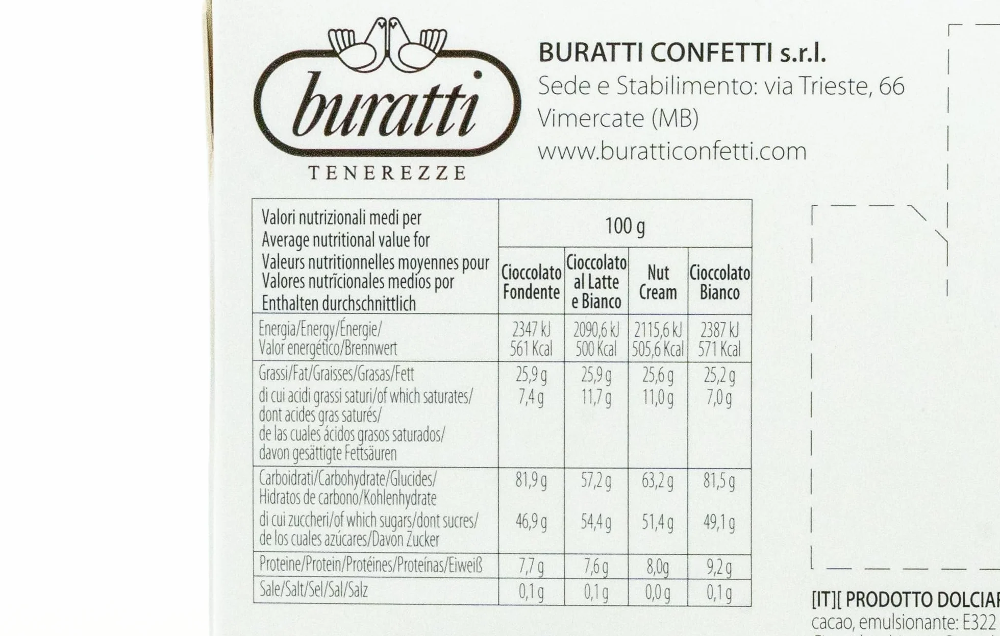 Buratti Confetti Dragées à l'amande Recouverte de Chocolat Tendresses Sélection 1 Kg -noir, noisette, lait et blanc