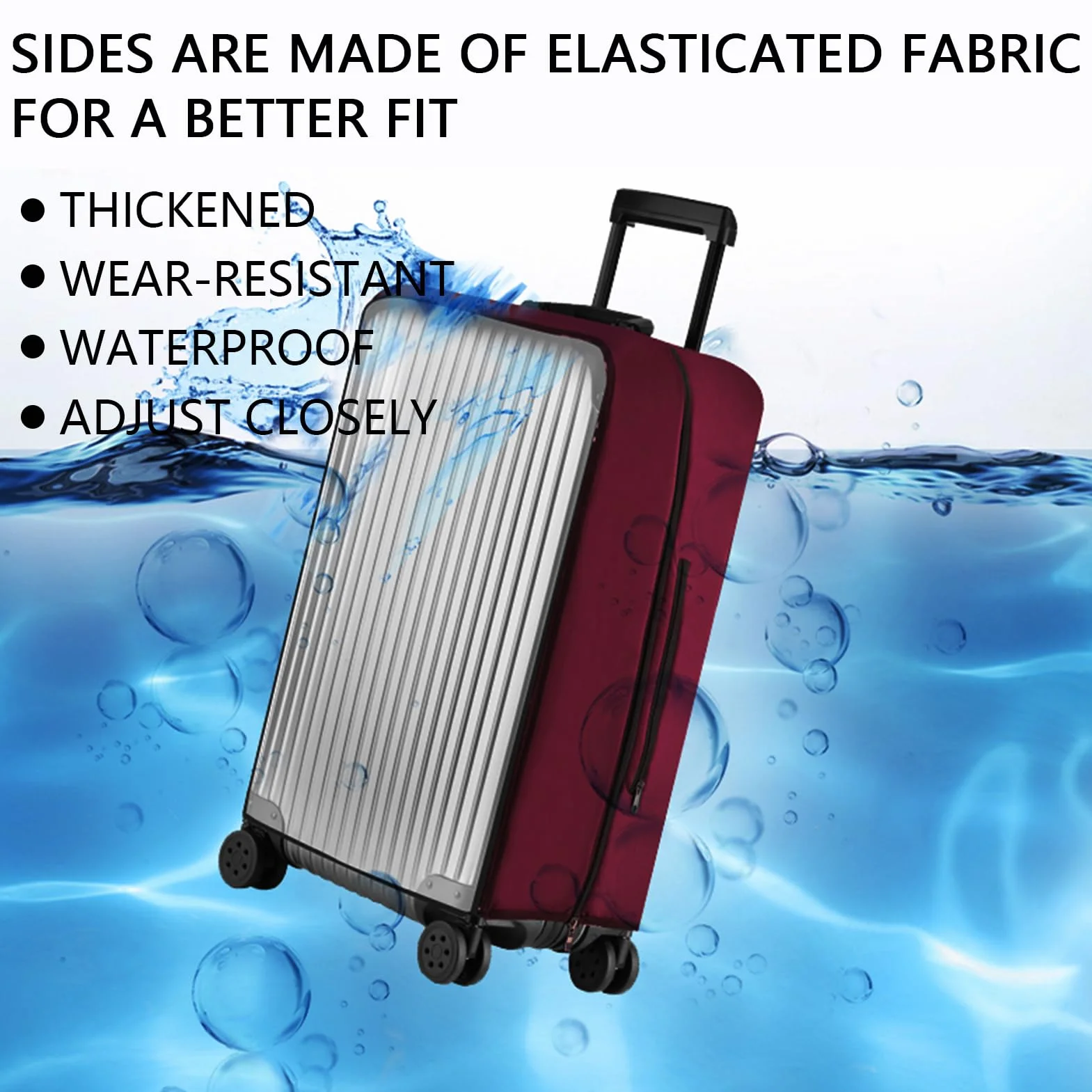 Veki Housse de Valise en PVC Transparent, Protection Bagages Imperméable 28 Pouce Rouge