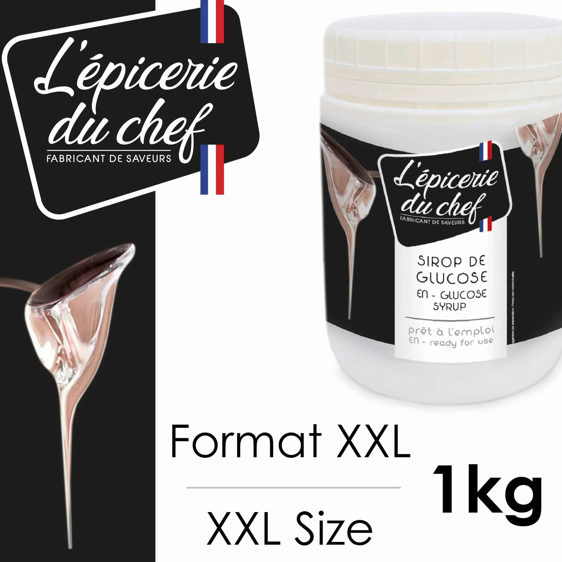 Épicerie du Chef - Sirop de Glucose Pâtissier 1kg - Prêt à l’emploi - Pour Pâtisseries, Desserts, Confiseries & Glaces - Fabriqué en France - EDC8685