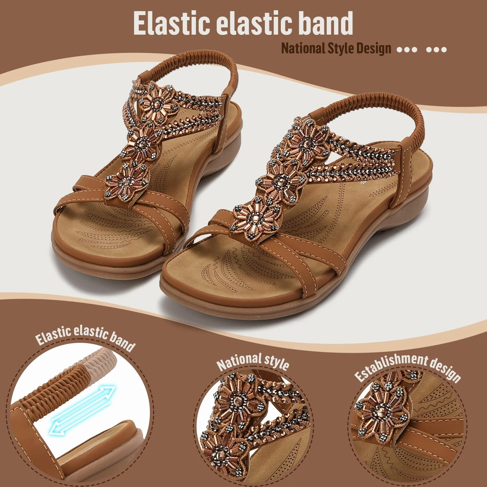 Littleplum Sandales Plats Femme Été Plates Confortable Chaussures de Plage