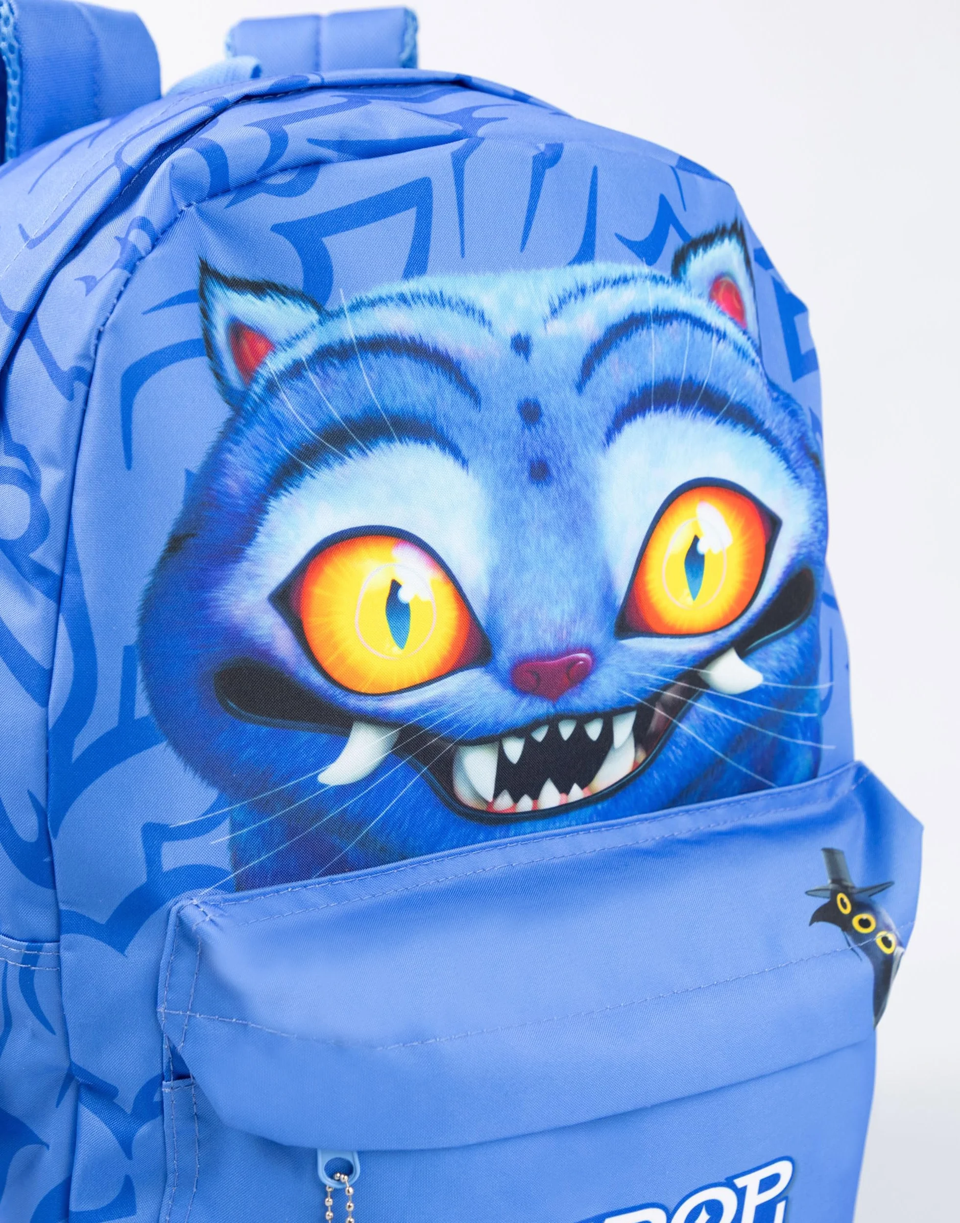 Sac à dos KPop Demon Hunters Derpy Tiger bleu pour enfant avec poche avant zippée