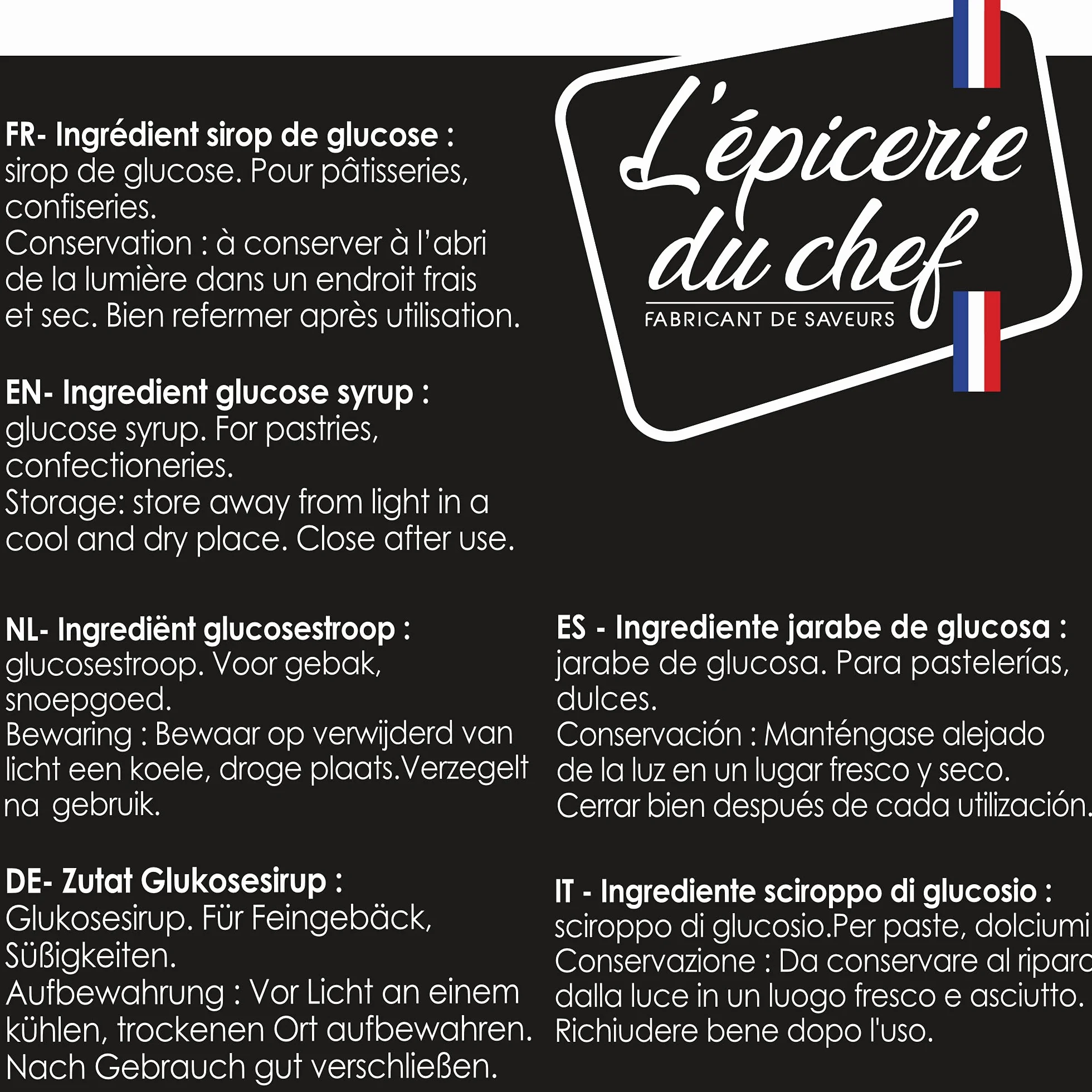 Épicerie du Chef - Sirop de Glucose Pâtissier 1kg - Prêt à l’emploi - Pour Pâtisseries, Desserts, Confiseries & Glaces - Fabriqué en France - EDC8685
