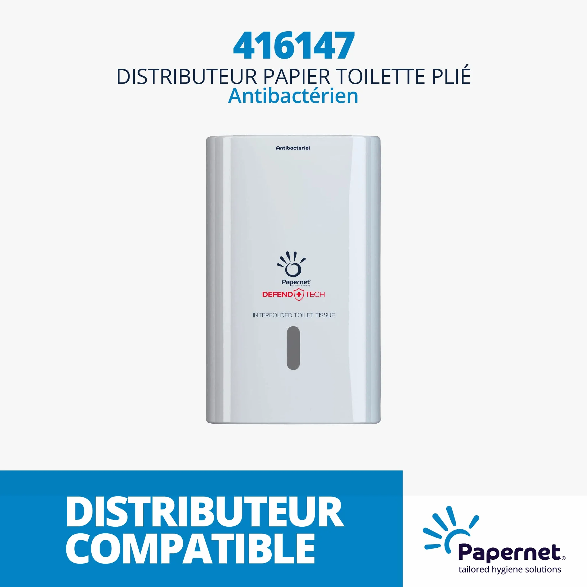 PAPERNET Defend Tech Papier Hygiénique Enchevêtré 417818, Papier Hygiénique à Feuille Unique avec Formule Antibactérienne, 12 Paquets de 6 Unités avec 200 Feuilles 21 x 11 cm